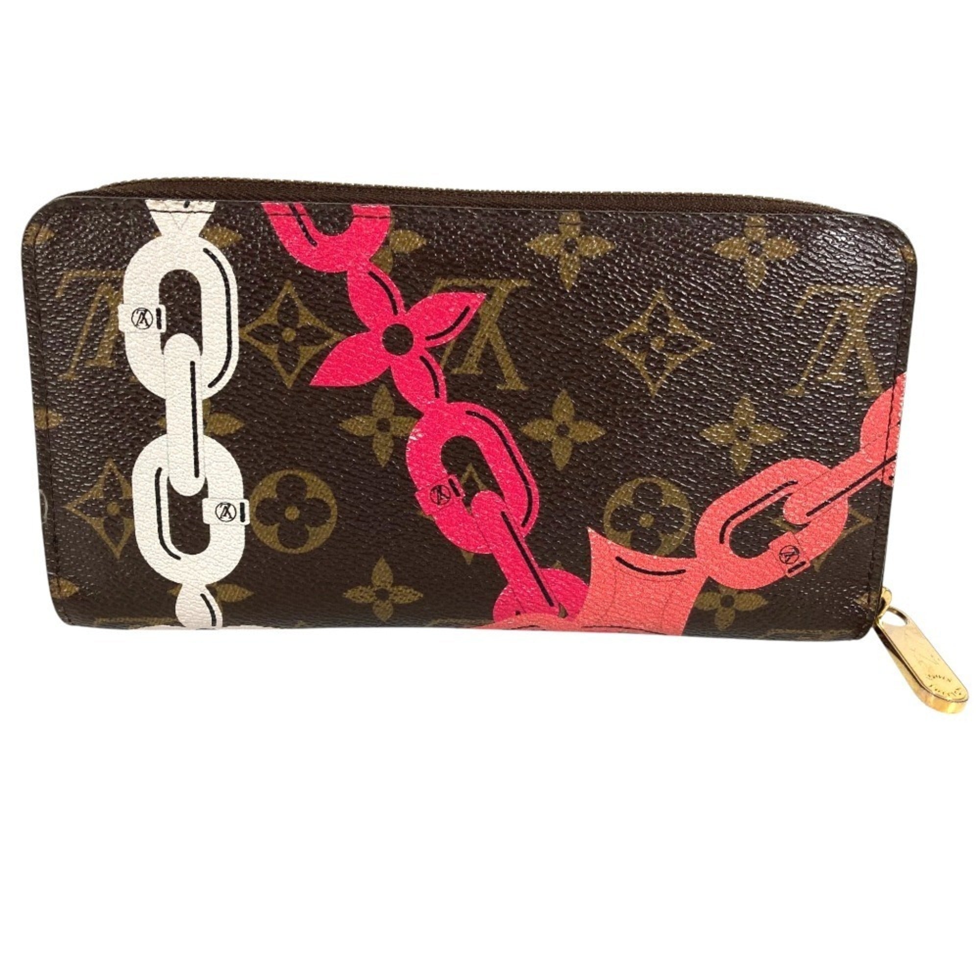 Louis Vuitton Brown Pink Monogram Canvas Long Wallet (Bi-Fold) (Pre-Owned)