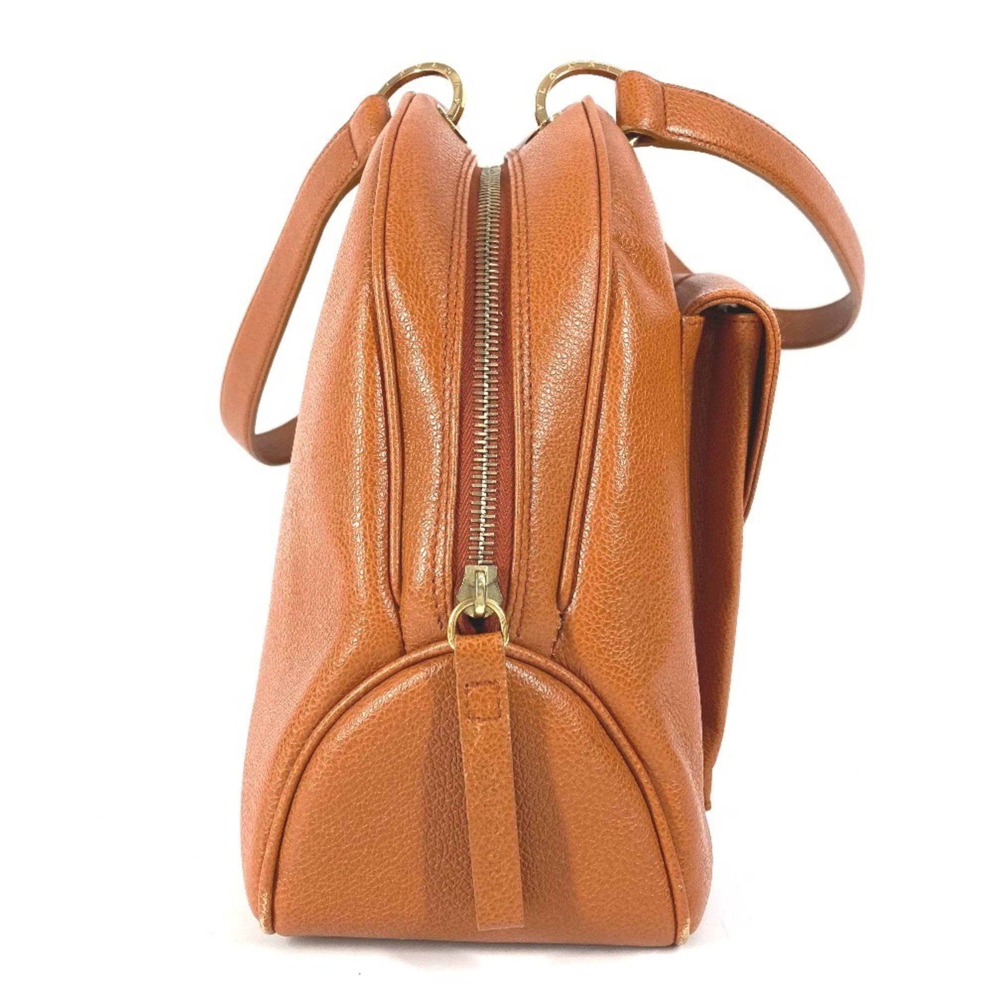 Bvlgari Brown Leather Boston Bag Shoulder Bag (Pre-Owned)
