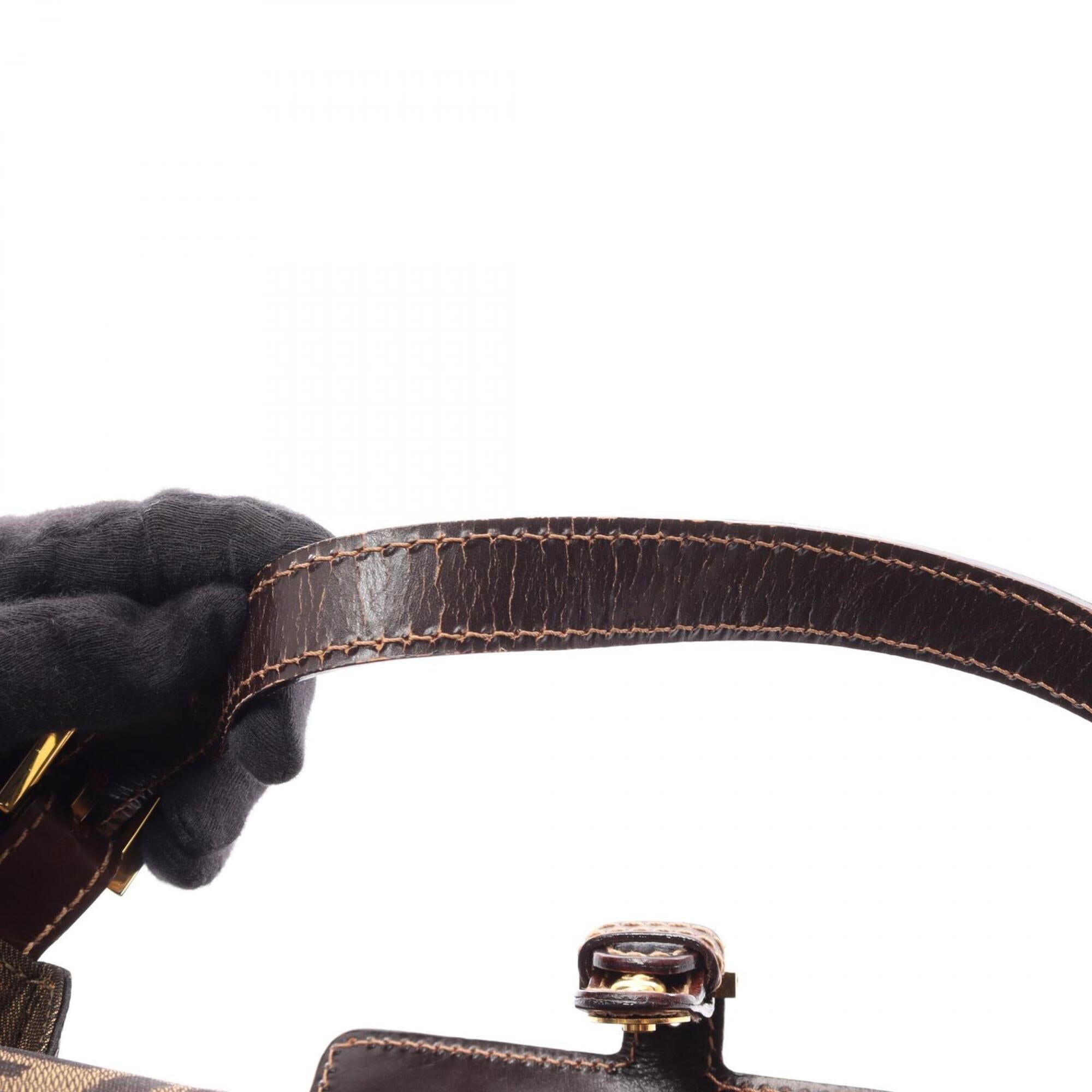 Fendi Zucca Brown Canvas Leather Handbag (Pre-Owned)