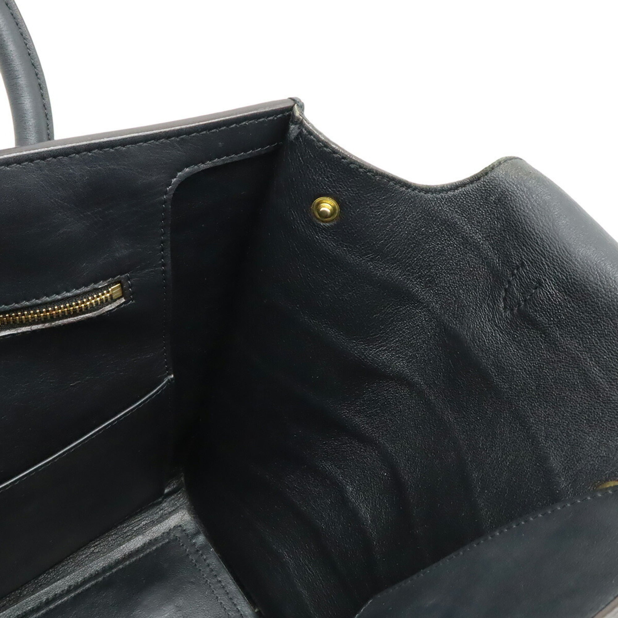 Celine Black Navy Leather Handbag Tote Bag (Pre-Owned)