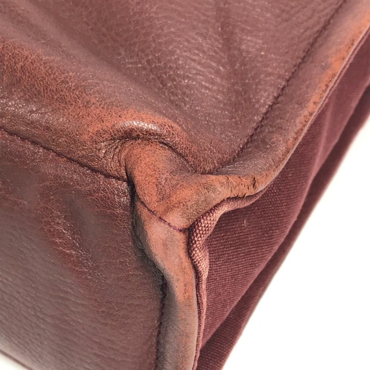 Hermes Red Color Wine Canvas Leather Handbag Tote Bag (Pre-Owned)