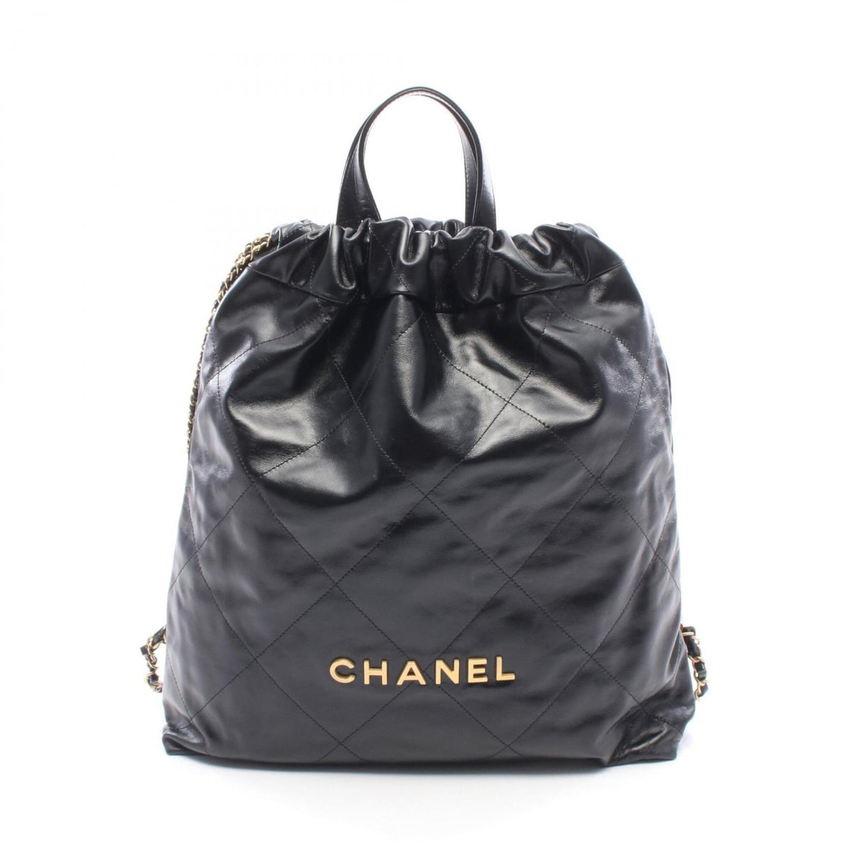 Chanel Black Leather Backpack Handbag (Pre-Owned)