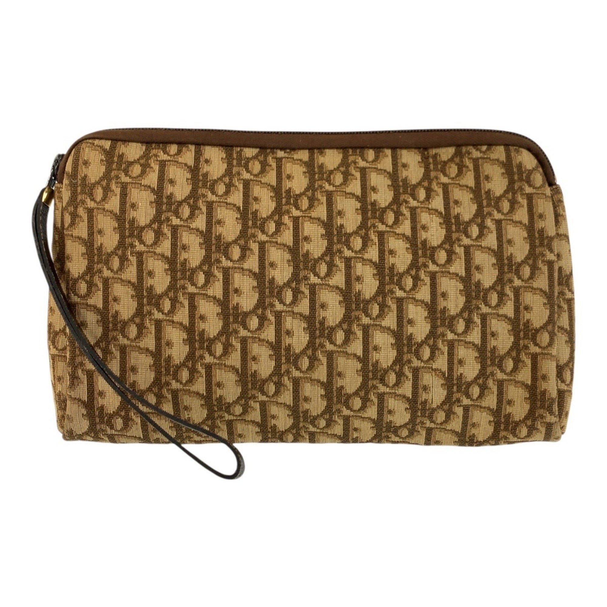 Christian Dior Beige Brown Canvas Leather Clutch Bag (Pre-Owned)