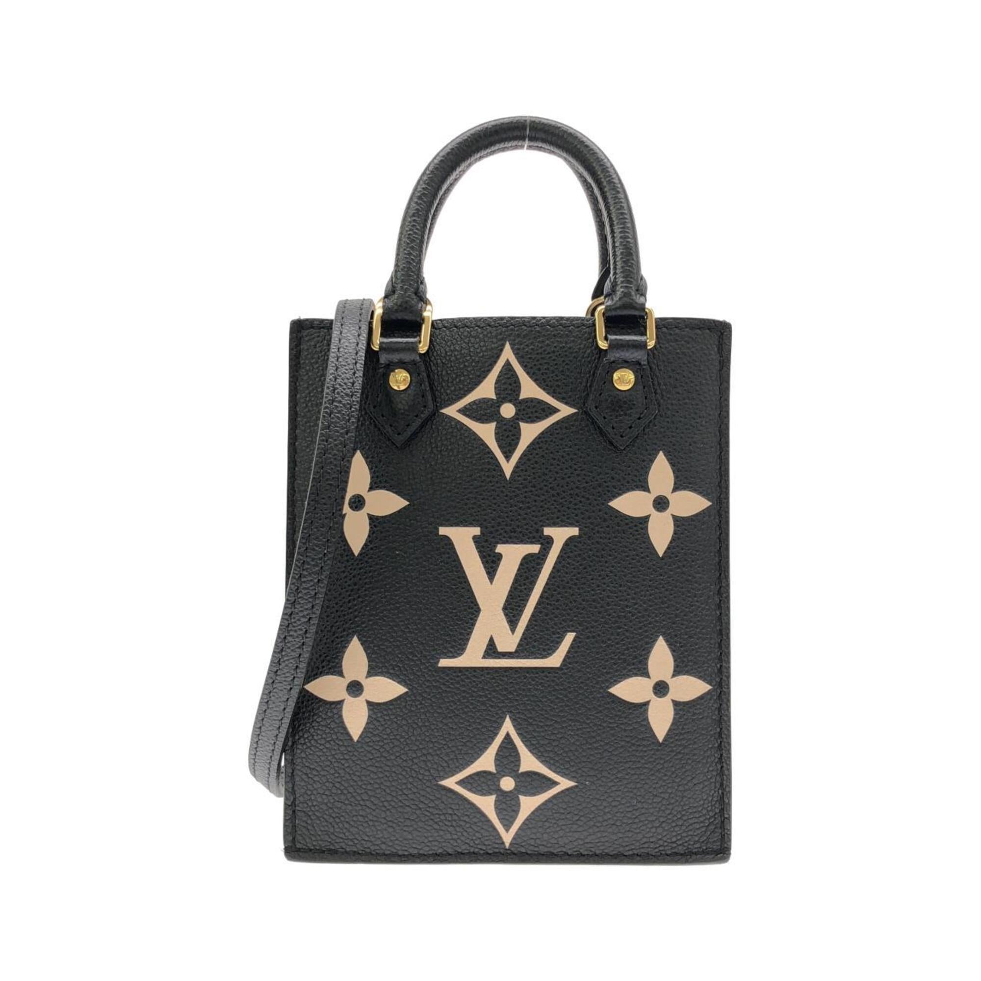 Louis Vuitton Beige Black Leather Shoulder Bag (Pre-Owned)