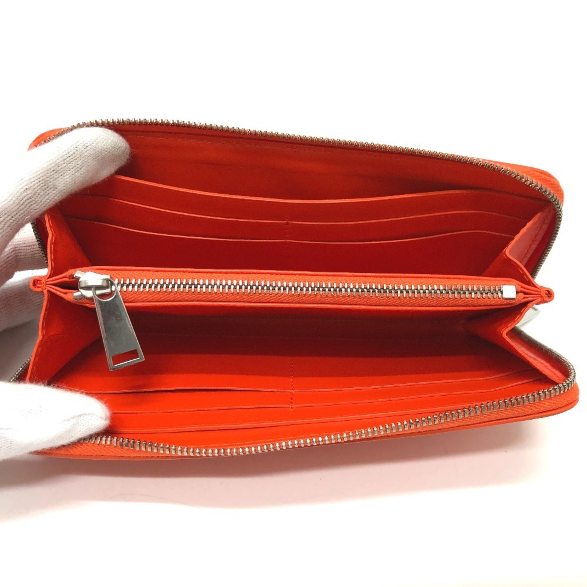 Bottega Veneta Orange Leather Long Wallet (Bi-Fold) (Pre-Owned)