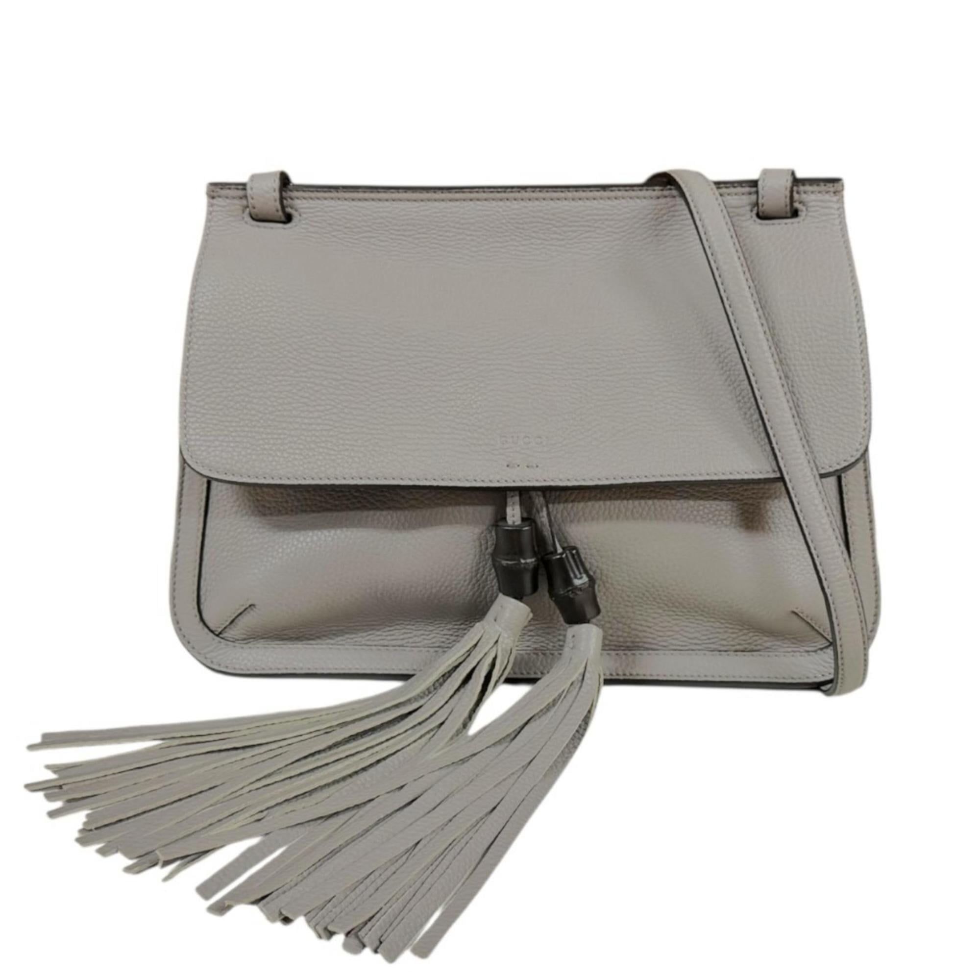 Gucci Gray Leather Shoulder Bag (Pre-Owned)