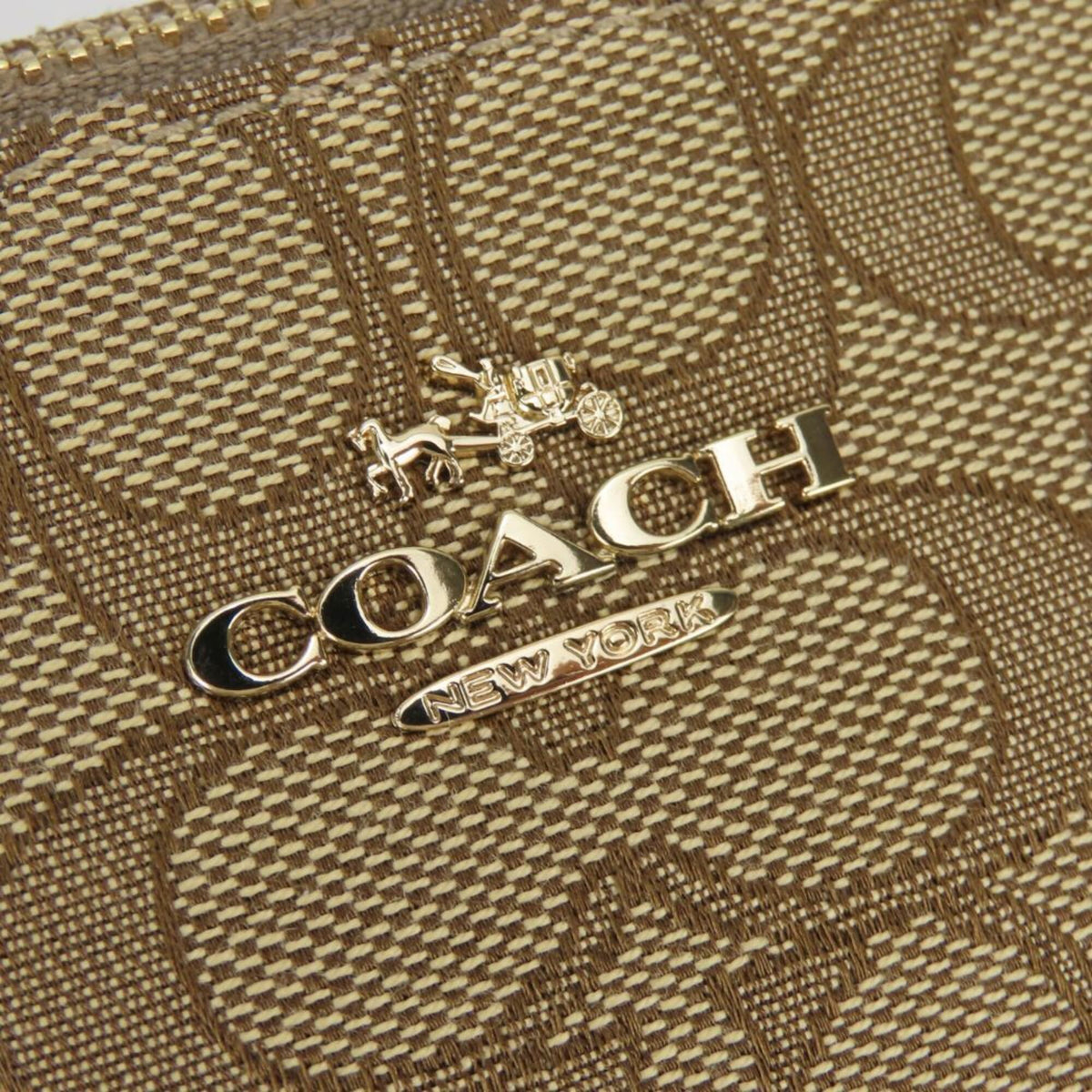 Coach Signature Beige Red Color Canvas Handbag (Pre-Owned)