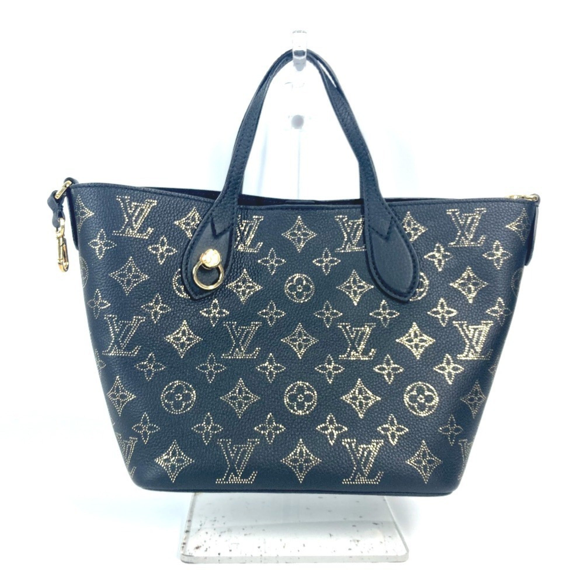 Louis Vuitton Black Blossom Gold Monogram Mahina Leather Leather Handbag Shoulder Bag Tote Bag (Pre-Owned)