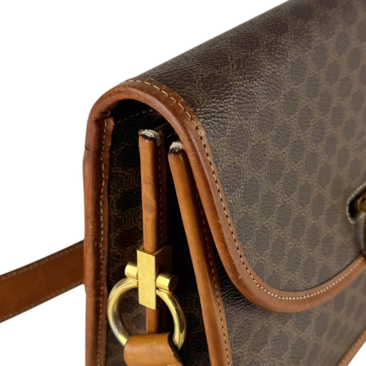 Celine Brown Coated Canvas Shoulder Bag (Pre-Owned)
