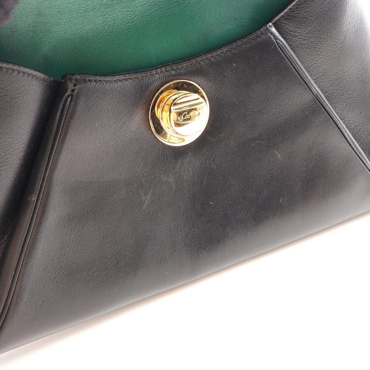 Cartier Black Leather Clutch Bag Handbag (Pre-Owned)