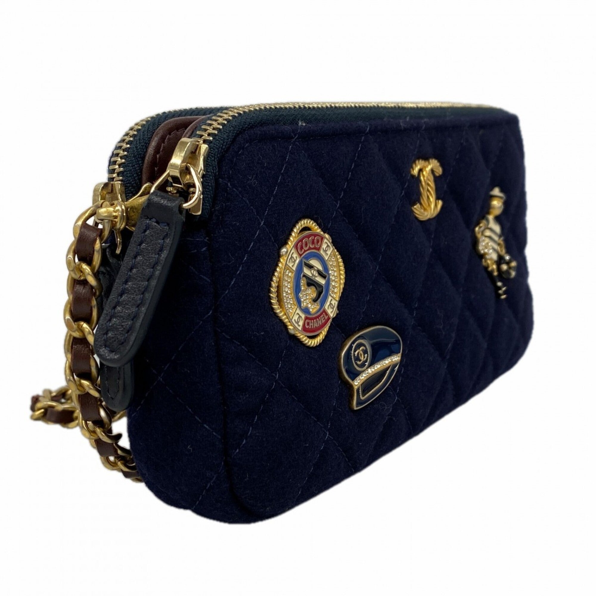 Chanel Navy Cotton Shoulder Bag (Pre-Owned)