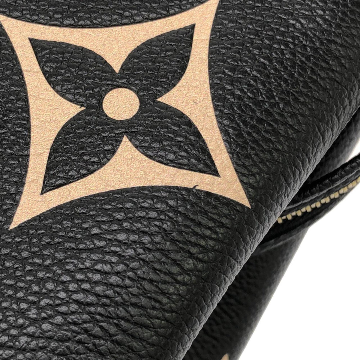 Louis Vuitton Beige Black Leather Handbag (Pre-Owned)