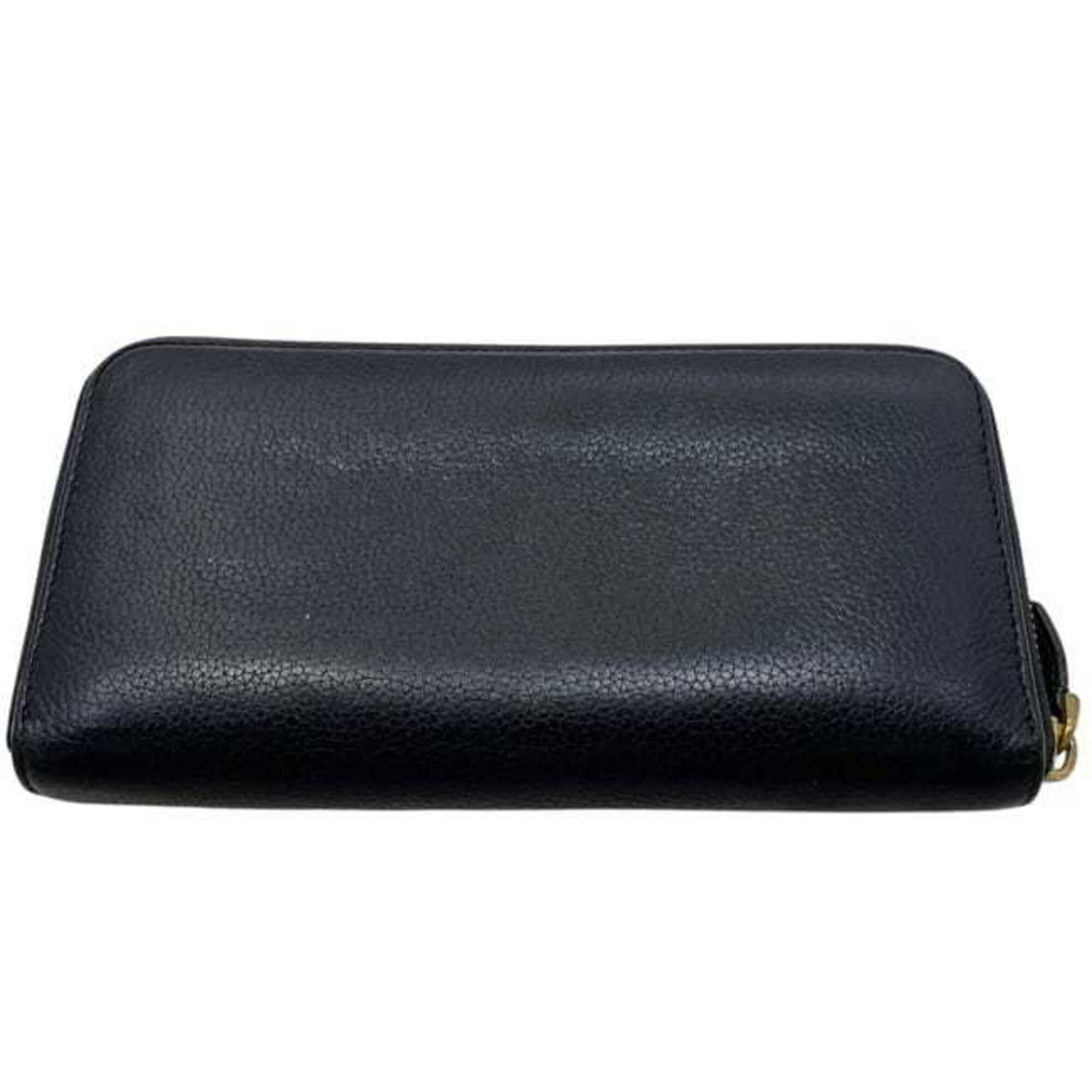 Prada Black Leather Long Wallet (Bi-Fold) (Pre-Owned)