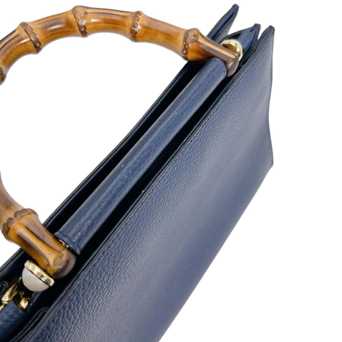 Gucci Blue Bamboo Leather Handbag (Pre-Owned)