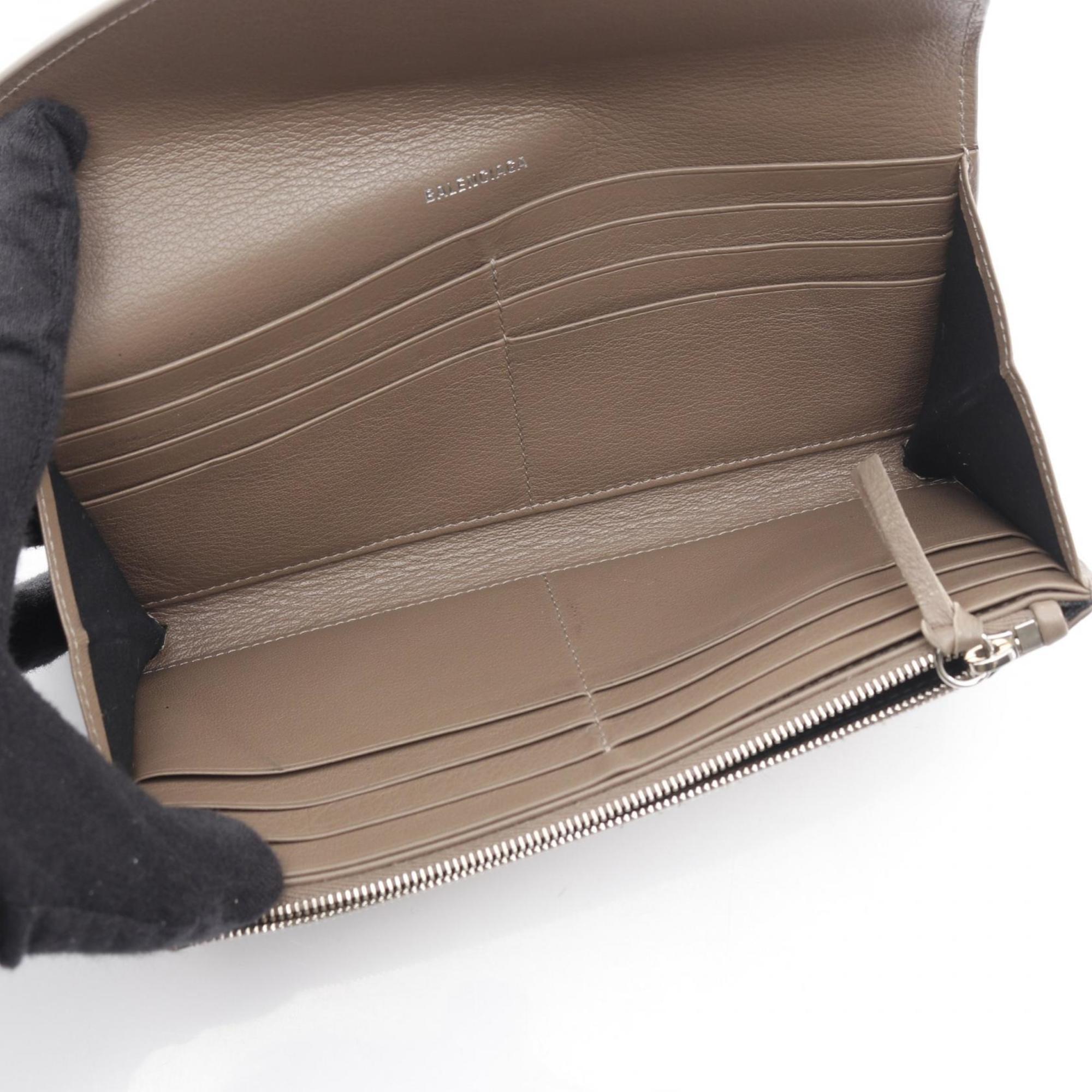 Balenciaga Gray Leather Long Wallet (Bi-Fold) (Pre-Owned)
