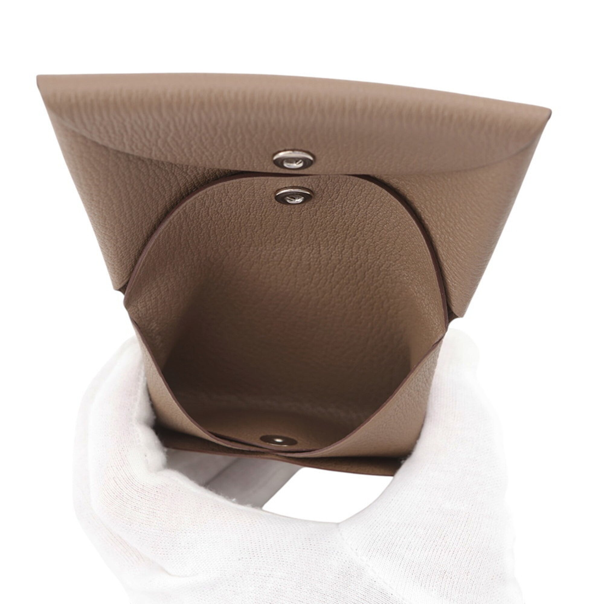 Hermes Kara Etoupe Gray Chevre Myzore Leather Coin Purse/Coin Case (Pre-Owned)