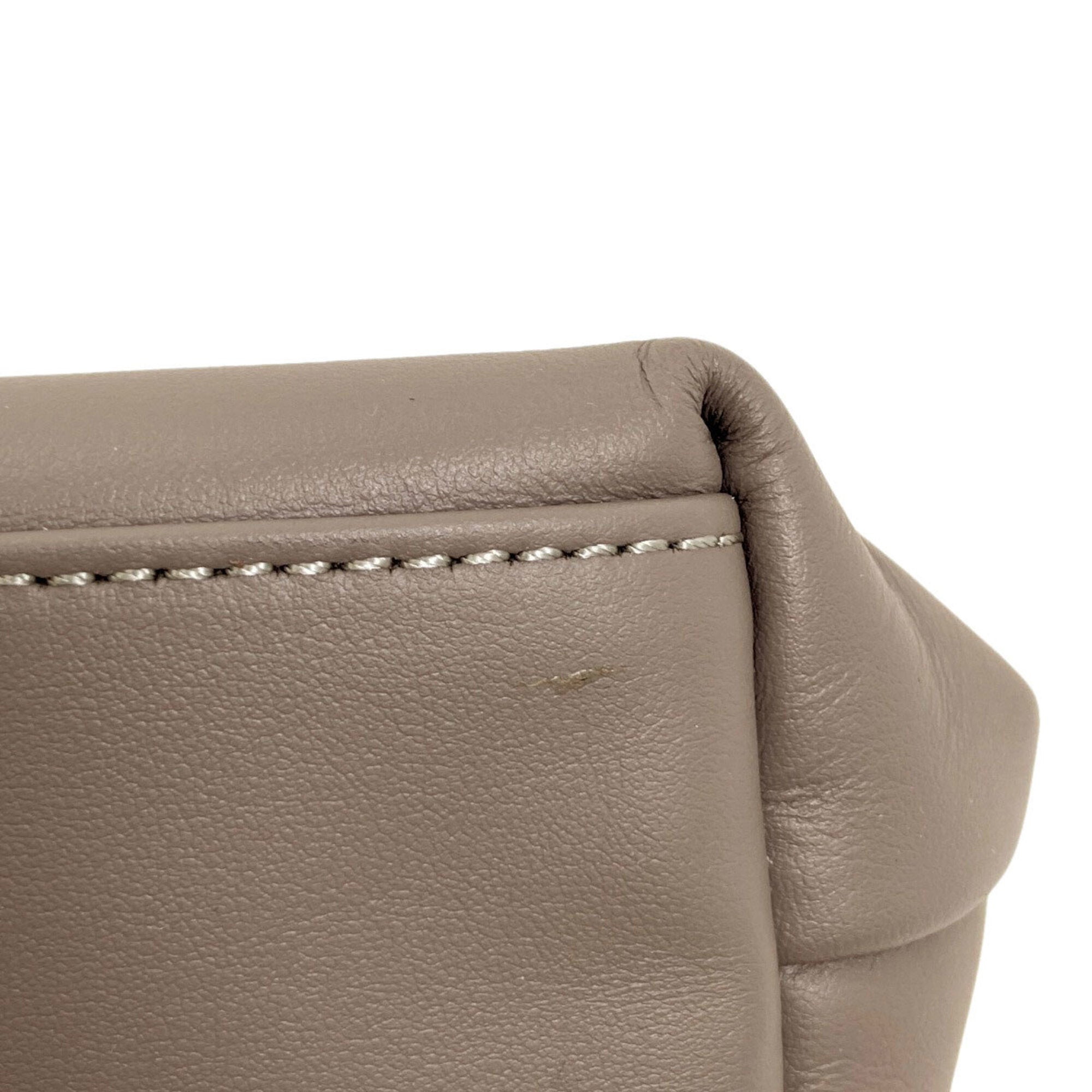 Longchamp Gray Leather Handbag (Pre-Owned)