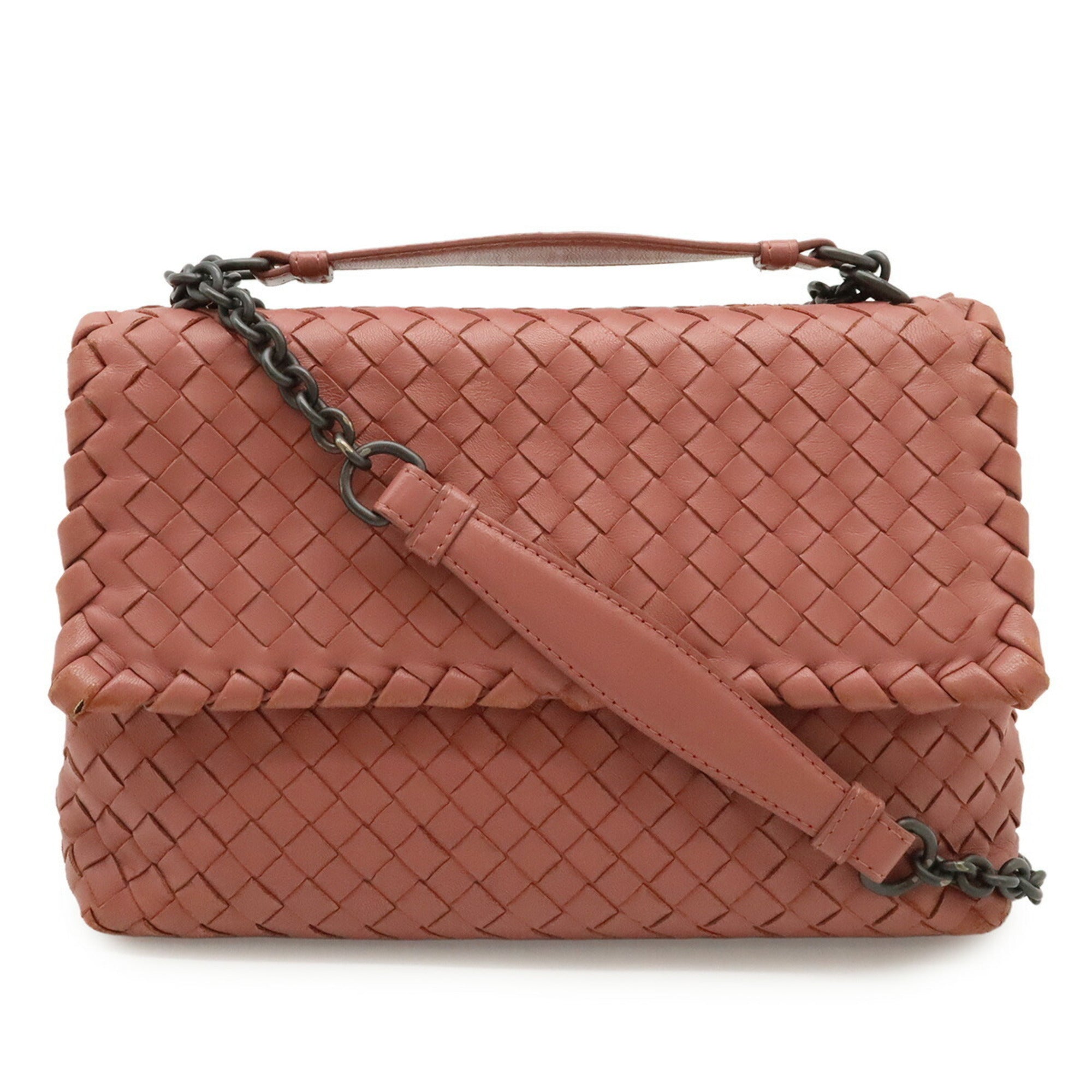 Bottega Veneta Intrecciato Pink Leather Shoulder Bag (Pre-Owned)