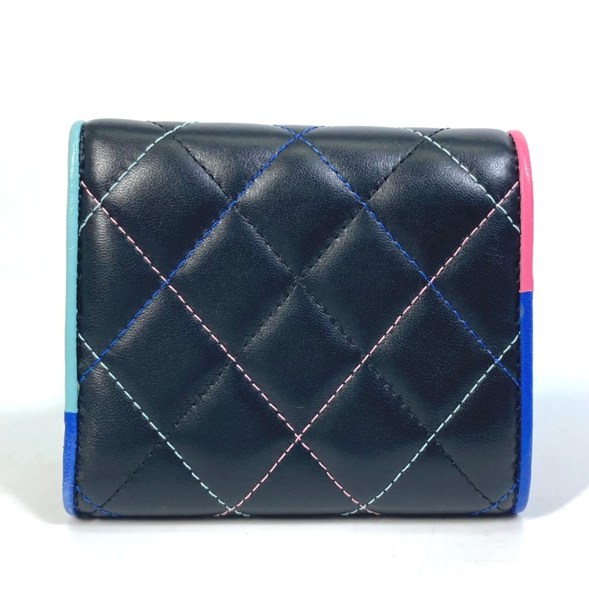 Chanel Black Leather Wallet (Tri-Fold) (Pre-Owned)