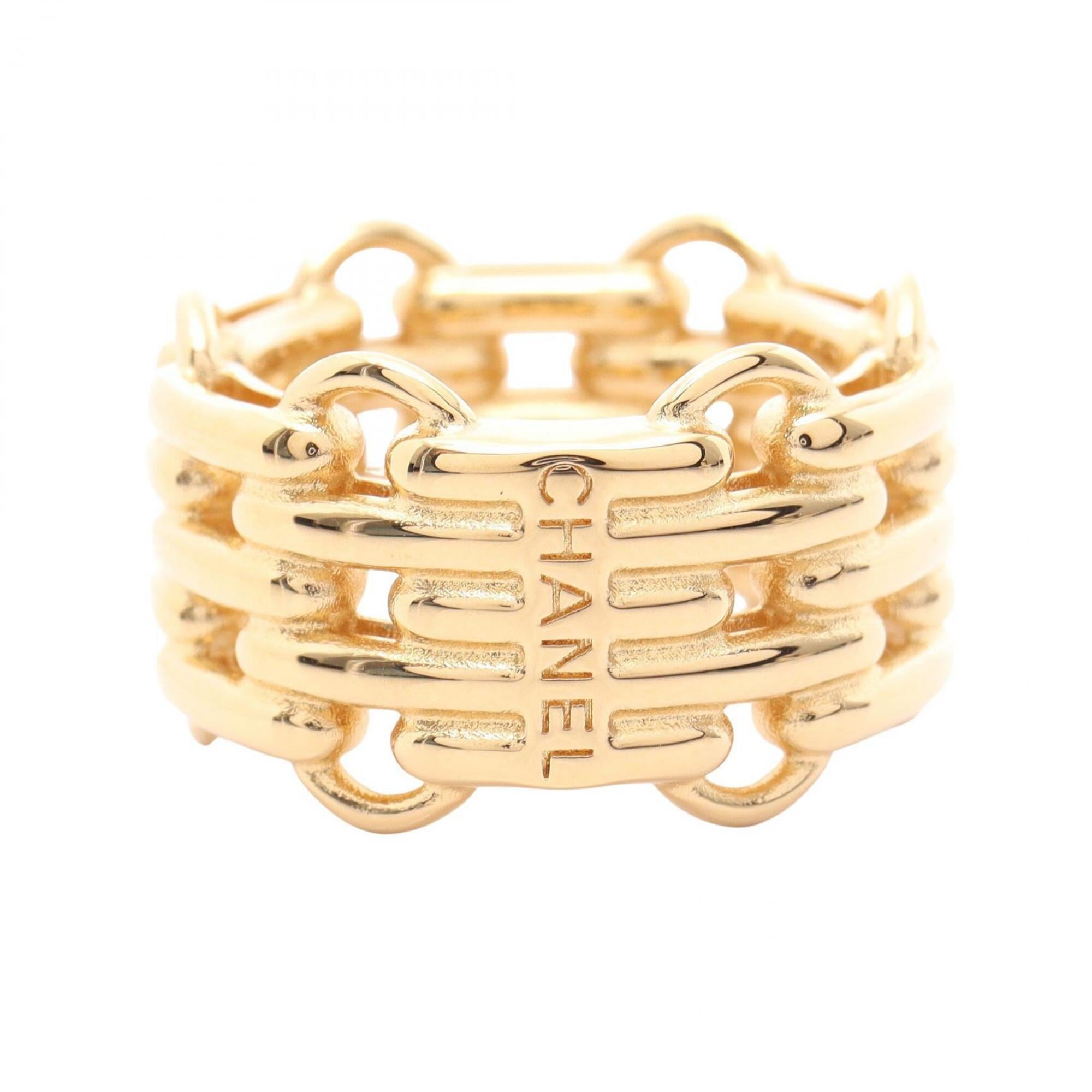 Chanel Gold Gold Plating Band Ring (Pre-Owned)