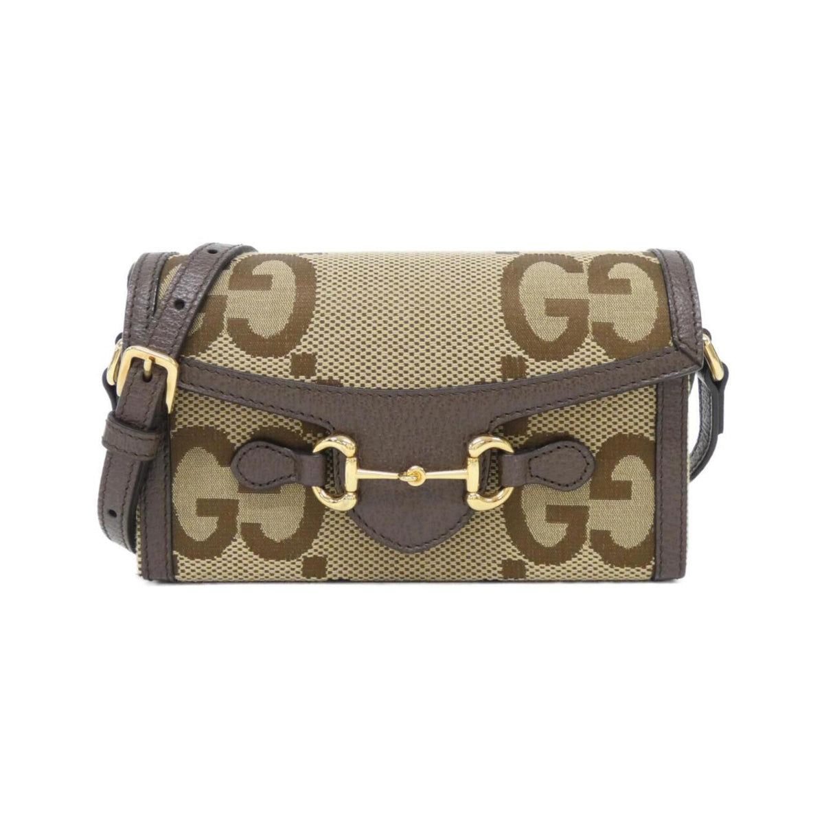 Gucci Brown Camel Gg Canvas Leather Shoulder Bag (Pre-Owned)