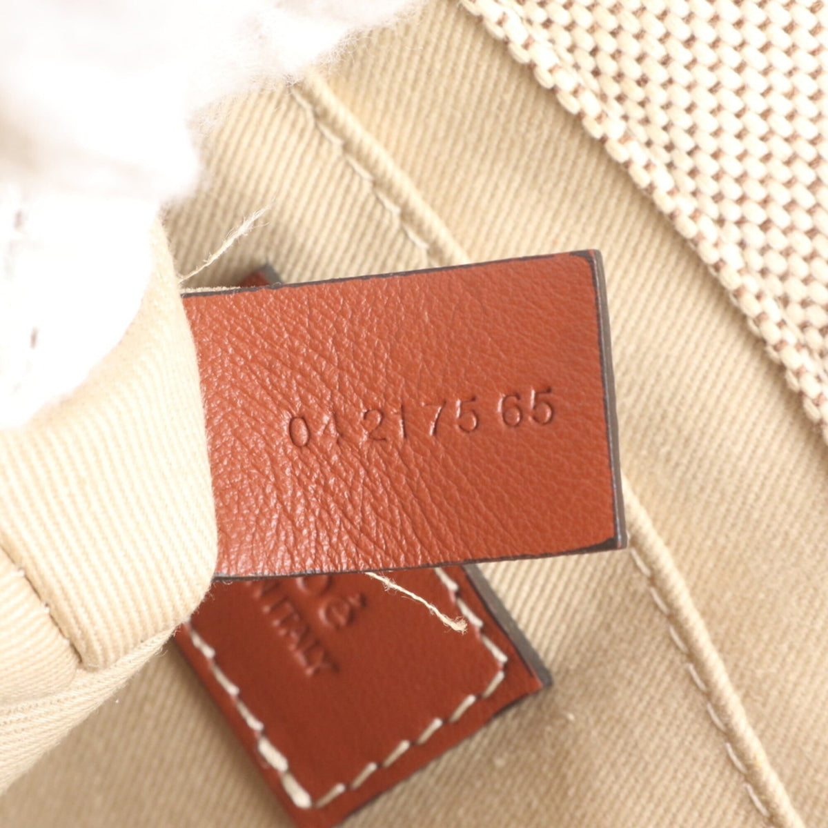 Chloé Beige Leather Canvas Crossbody Bag Handbag Shoulder Bag Tote Bag (Pre-Owned)