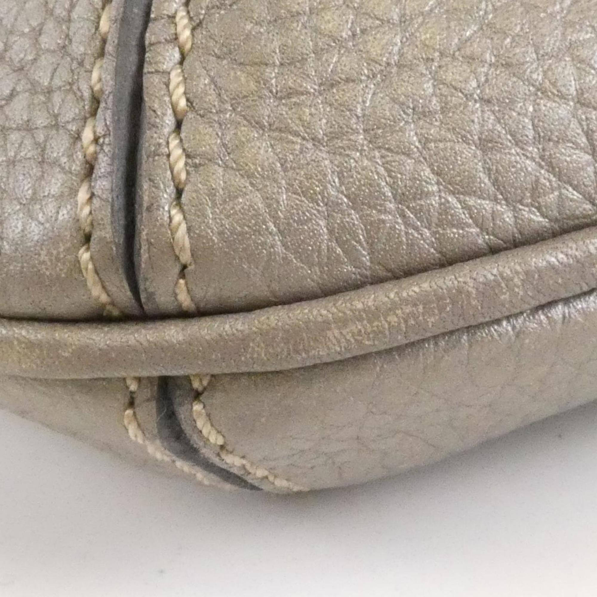 Fendi Gray Leather Handbag (Pre-Owned)