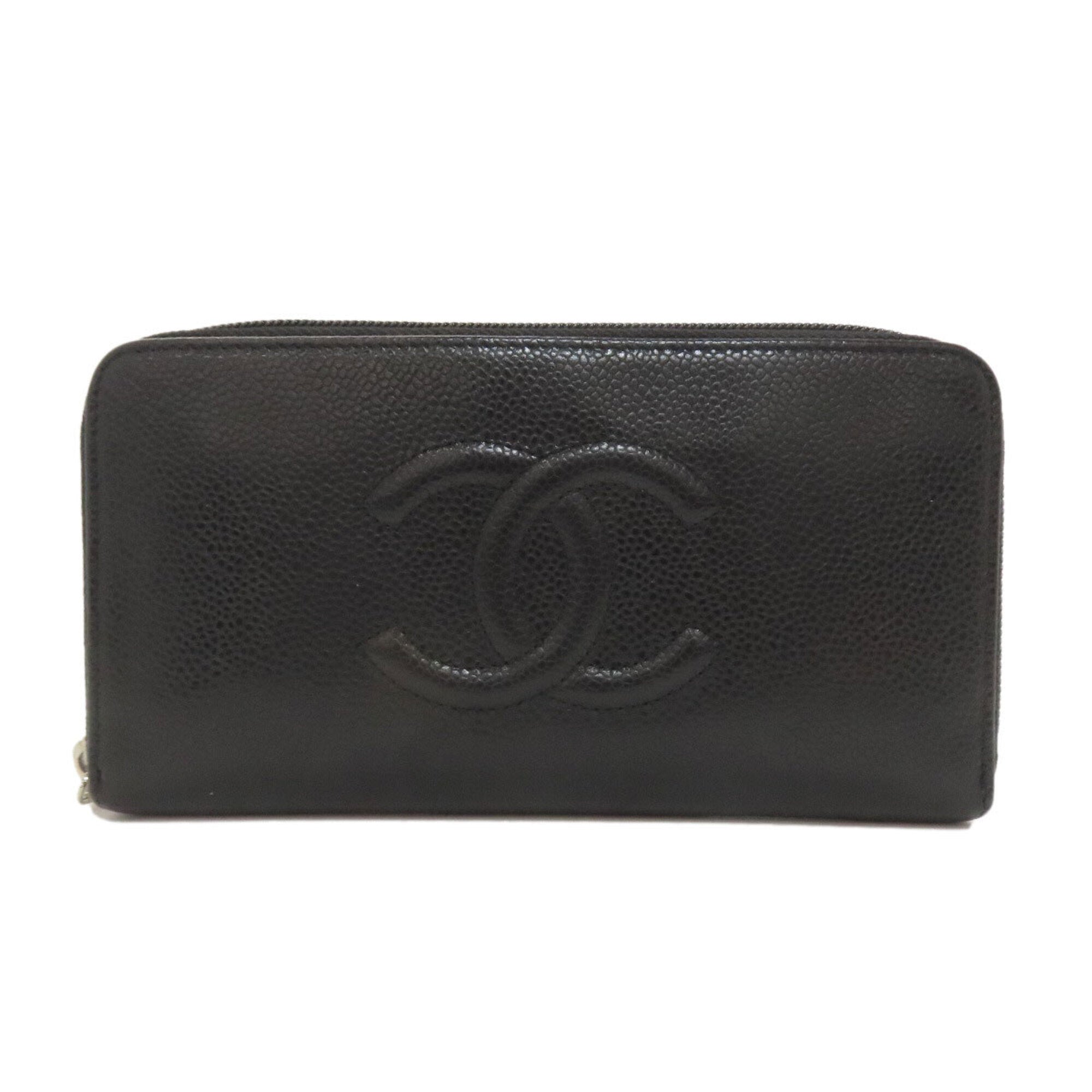 Chanel Black Leather Long Wallet (Bi-Fold) (Pre-Owned)