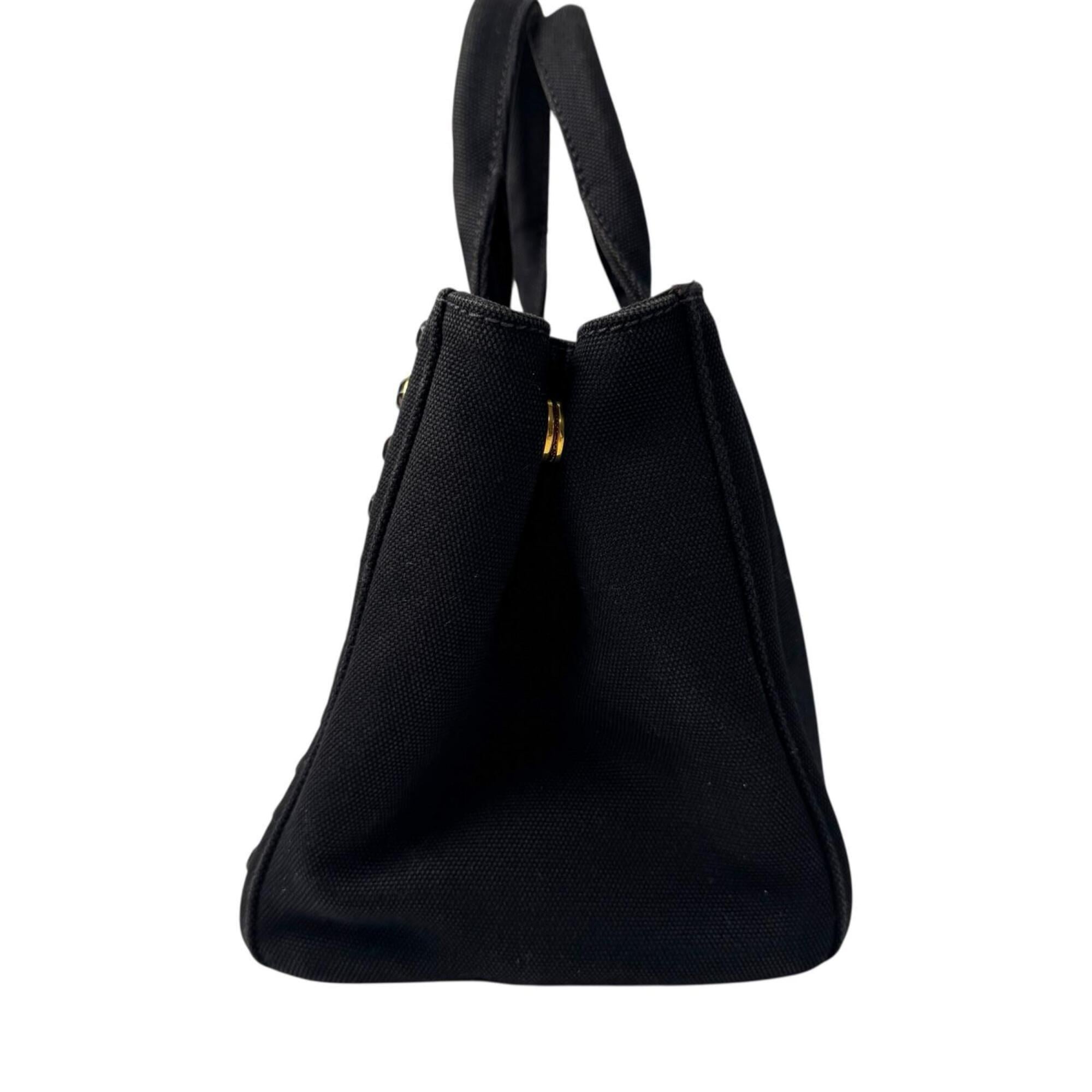 Prada Black Canvas Handbag Shoulder Bag Tote Bag (Pre-Owned)