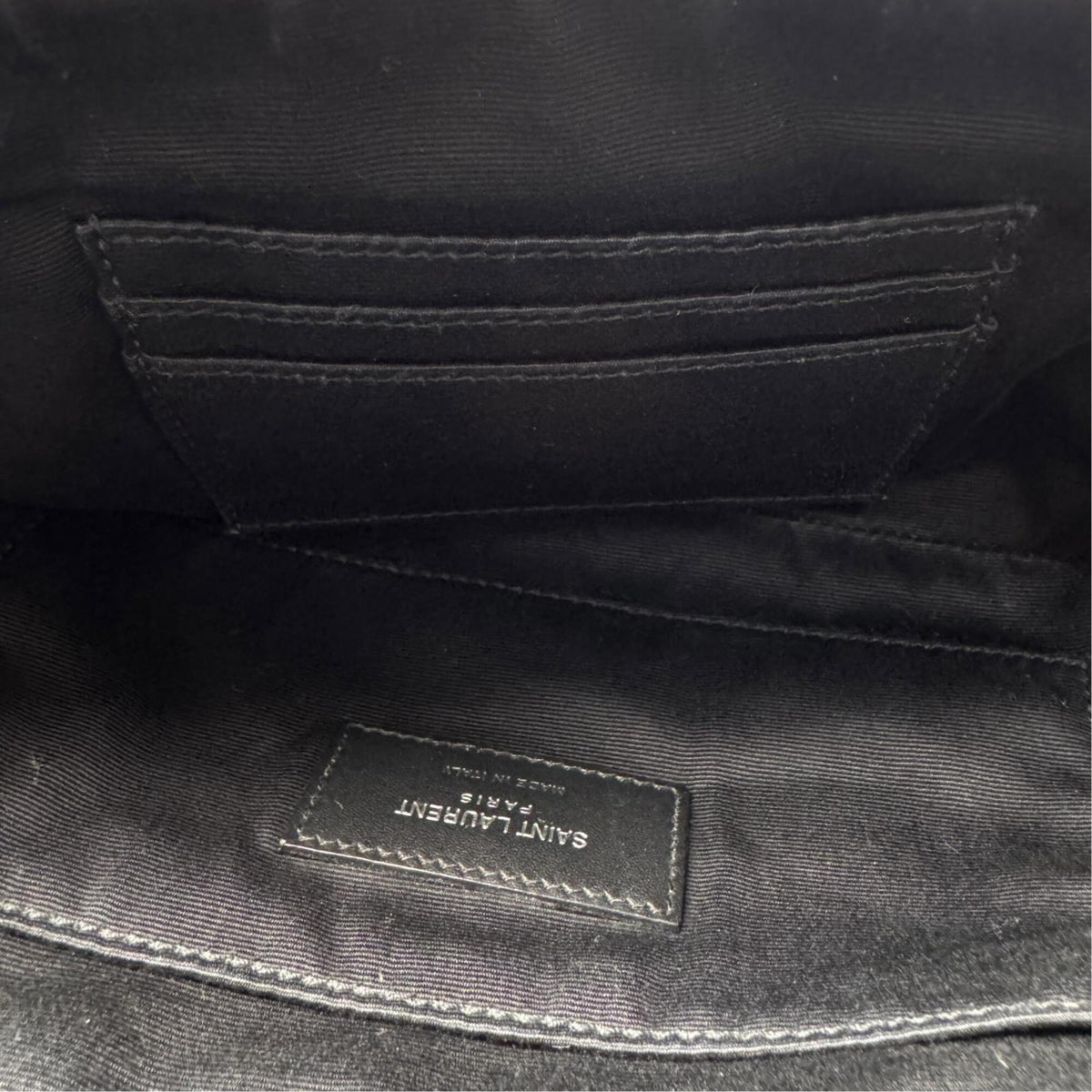 Saint Laurent Black Canvas Leather Pouch Sling Bag (Pre-Owned)