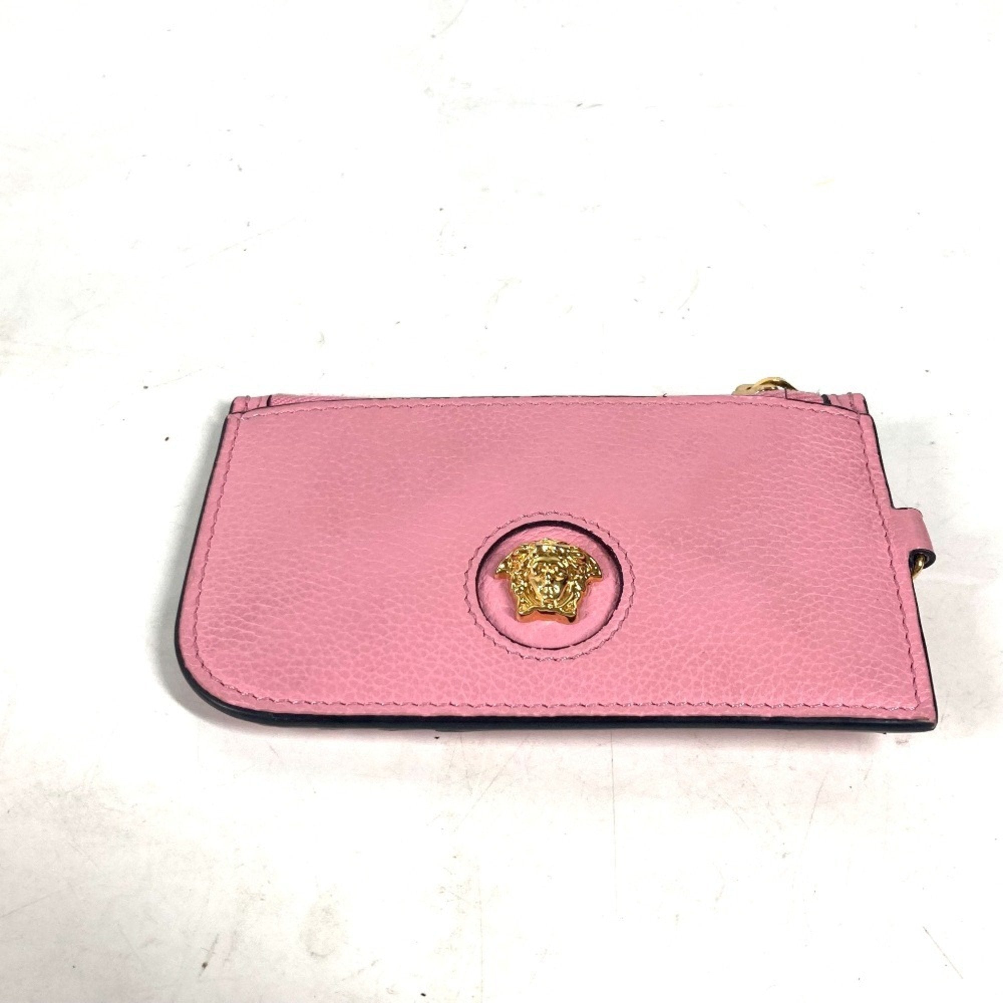 Versace Gold Pink Leather Coin Purse/Coin Case (Pre-Owned)