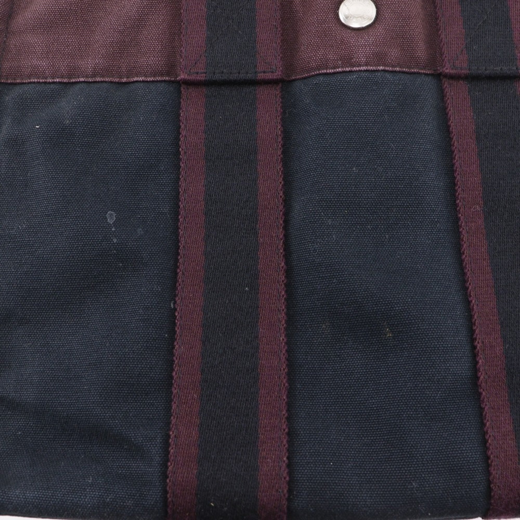 Hermes Black Red Color Cotton Handbag (Pre-Owned)