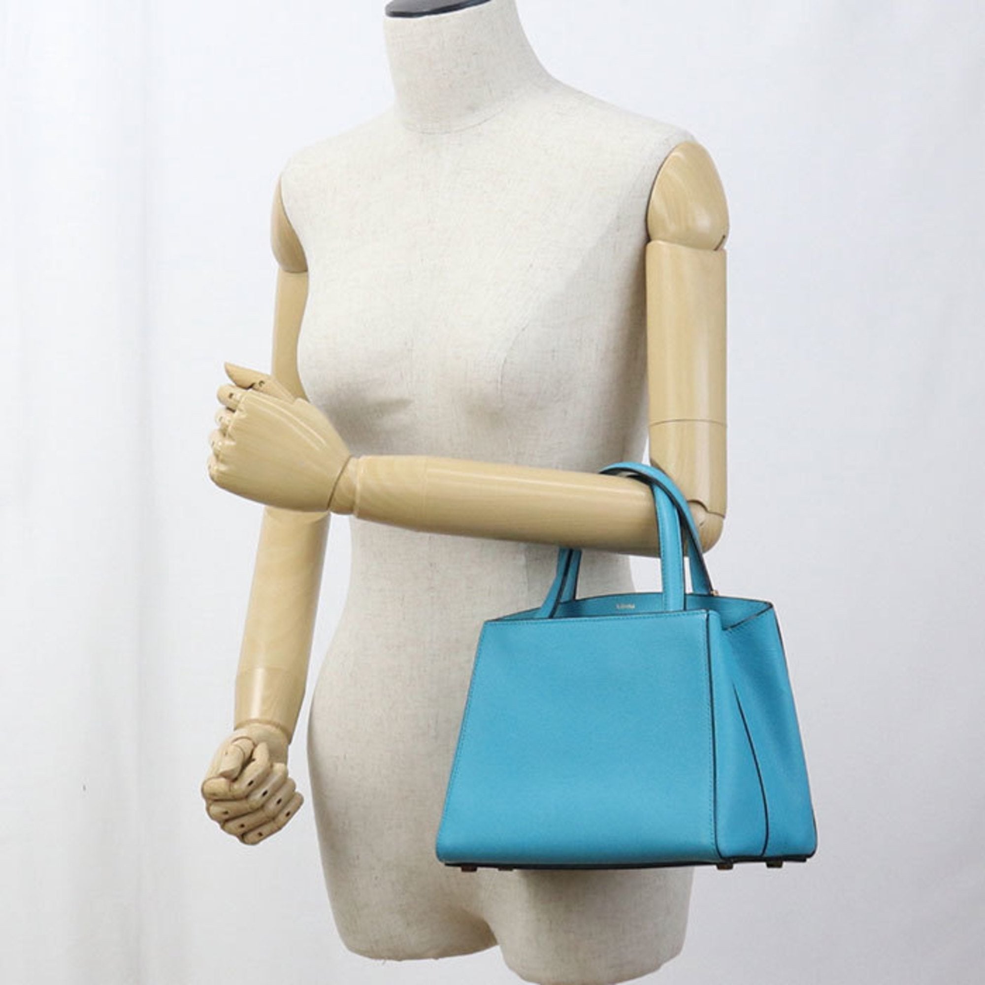 Valextra Blue Leather Handbag (Pre-Owned)