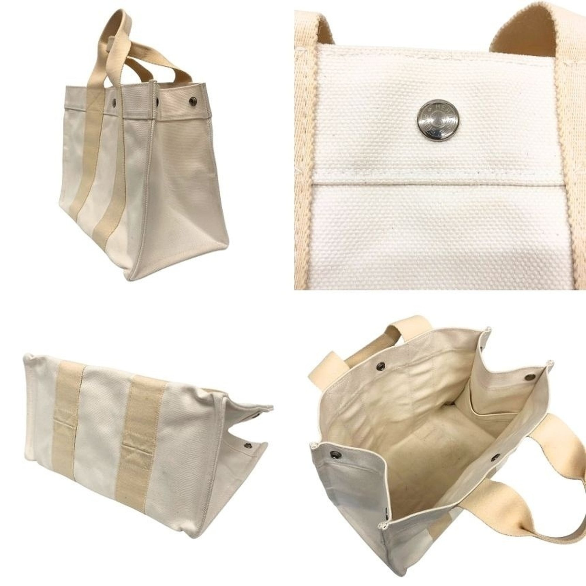 Hermes Ivory Cotton Canvas Tote Bag (Pre-Owned)