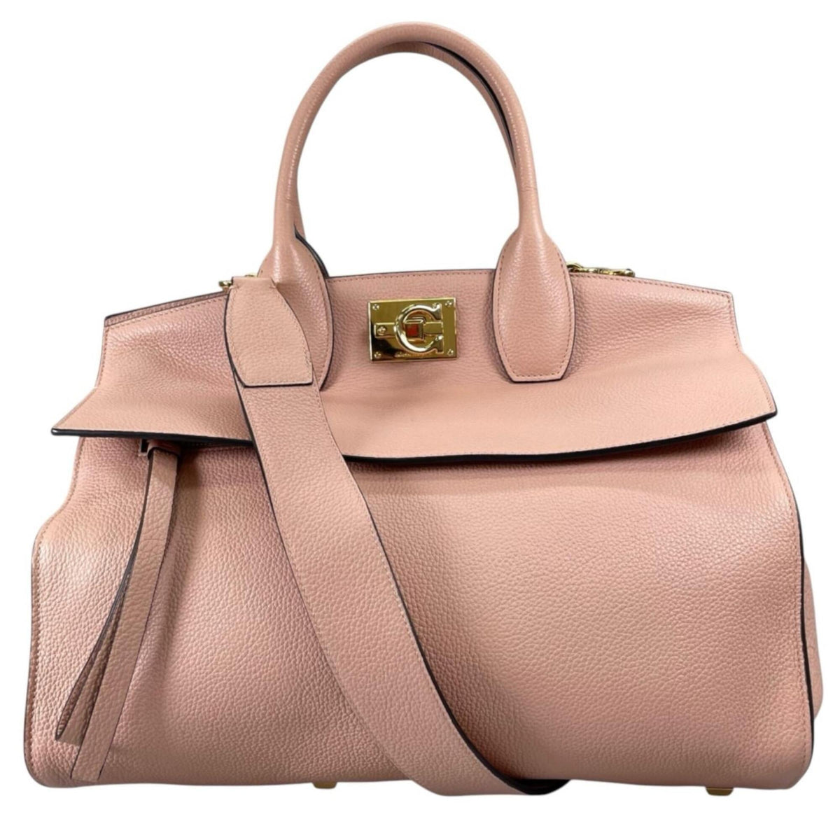 Salvatore Ferragamo Pink Beige Leather Handbag Shoulder Bag (Pre-Owned)