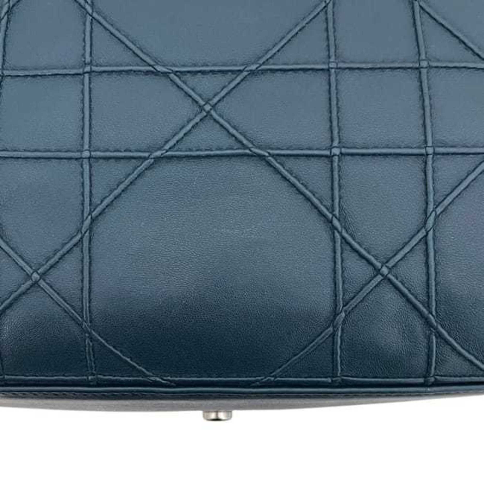 Christian Dior Green Blue Green Leather Handbag Tote Bag (Pre-Owned)