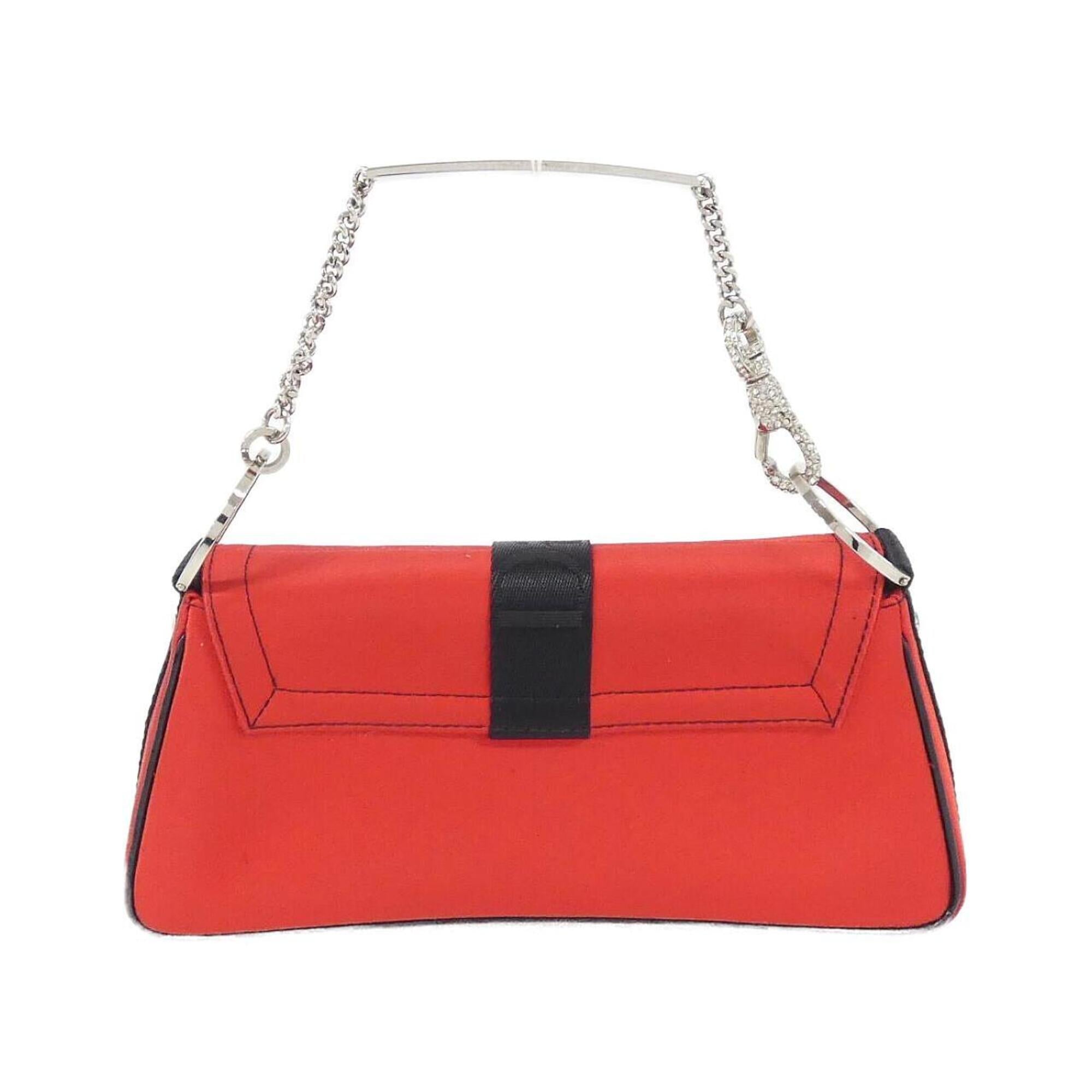 Christian Dior Black Red Color Satin Handbag (Pre-Owned)