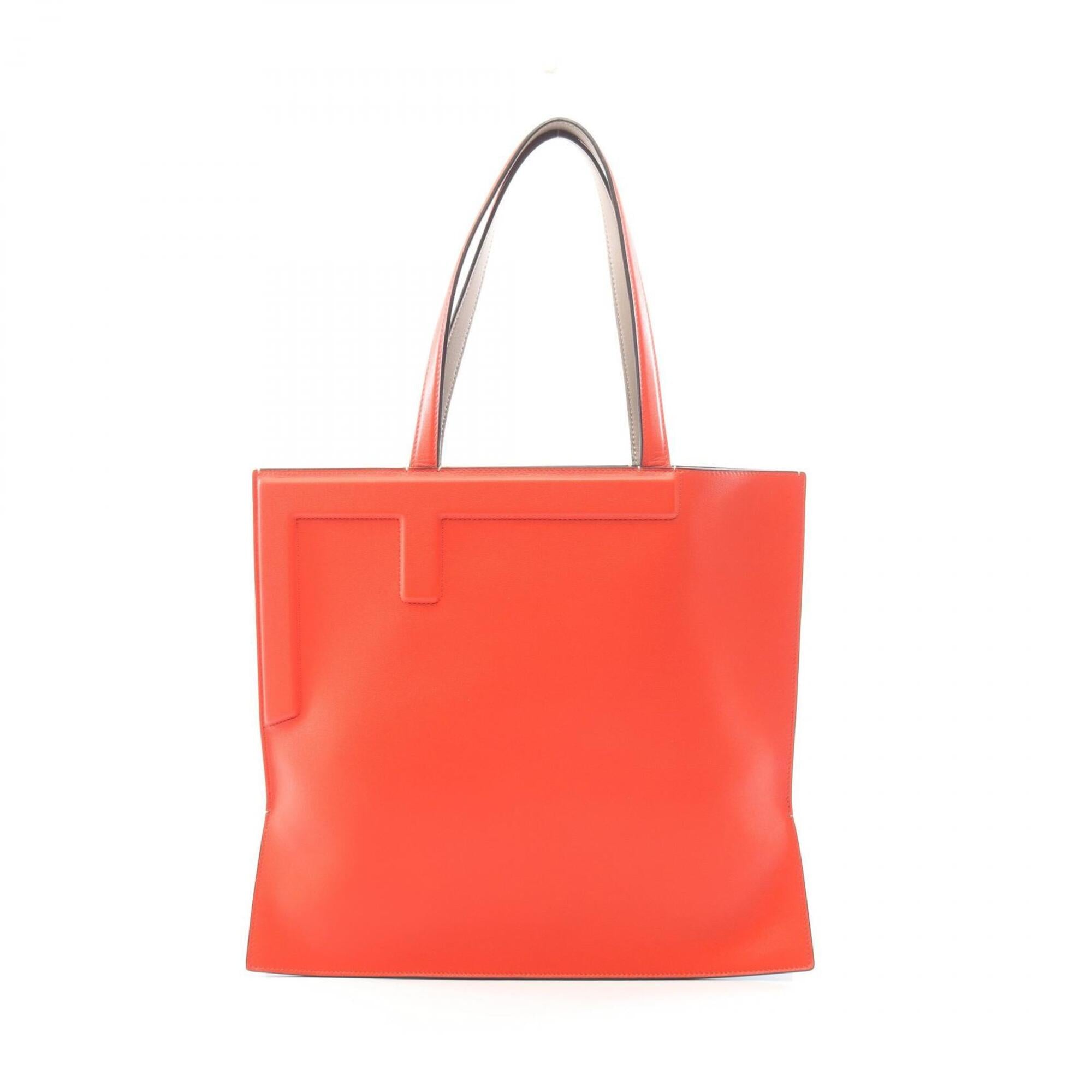 Fendi Beige Blue Red Color Leather Handbag Tote Bag (Pre-Owned)