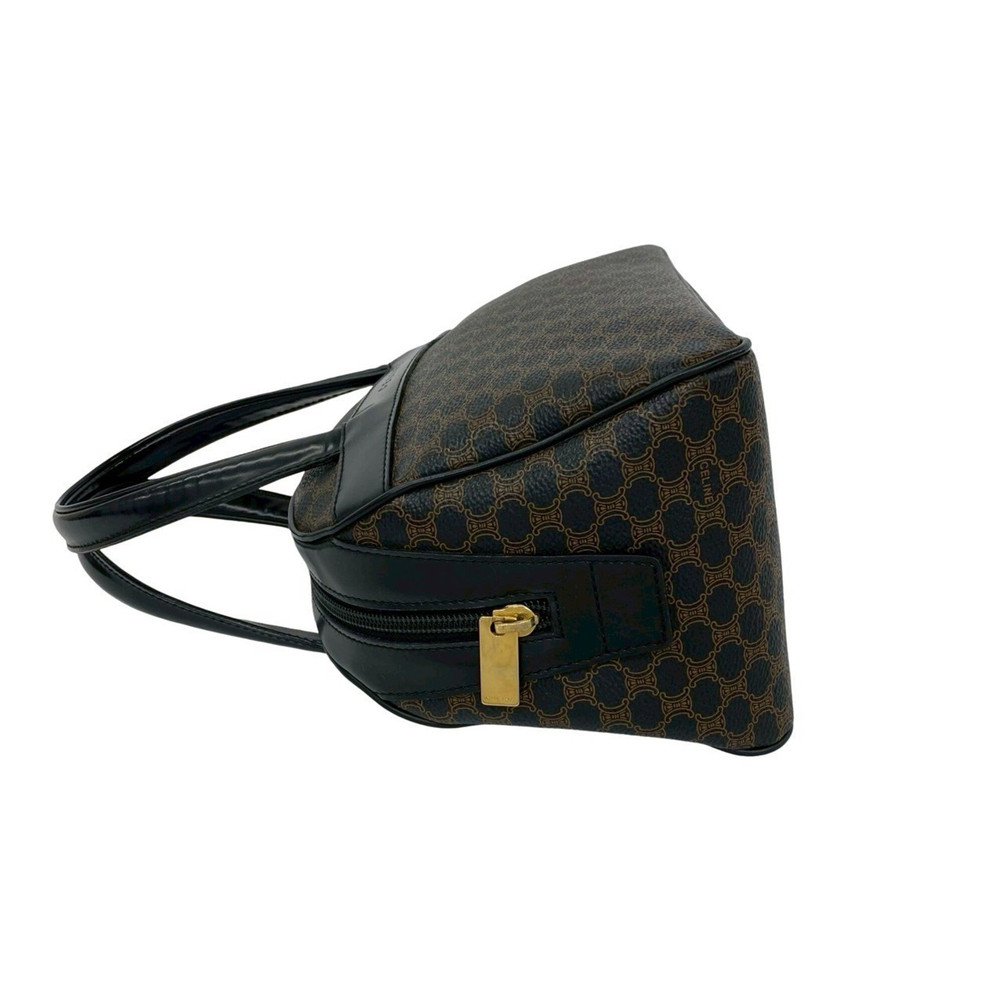 Celine Black Brown Leather Pvc Boston Bag Handbag (Pre-Owned)