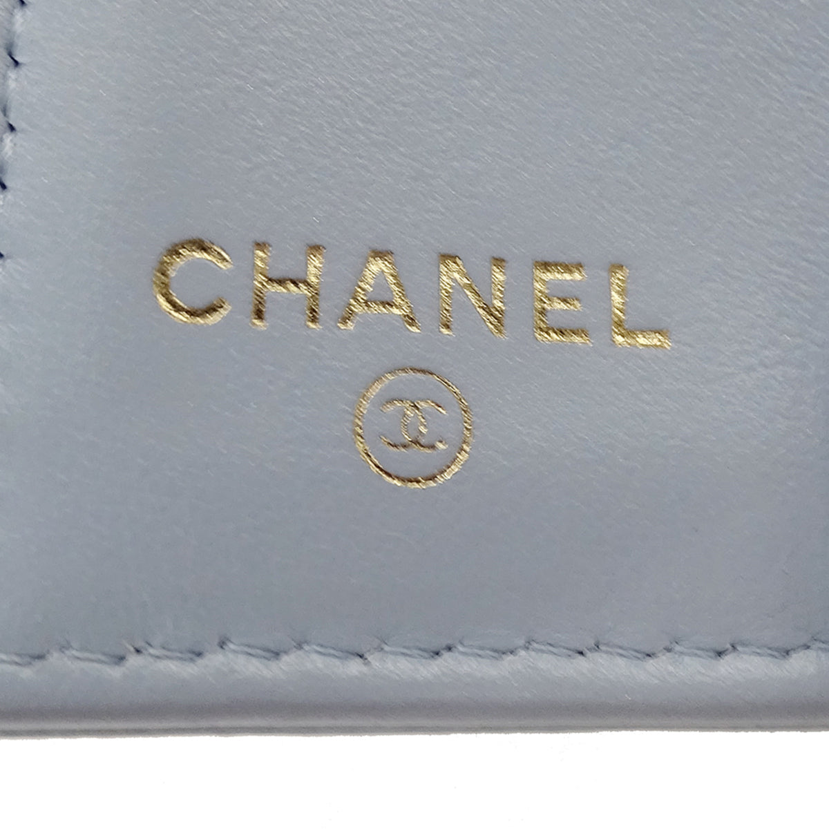 Chanel Light Blue Grained Calfskin Wallet (Tri-Fold) (Pre-Owned)
