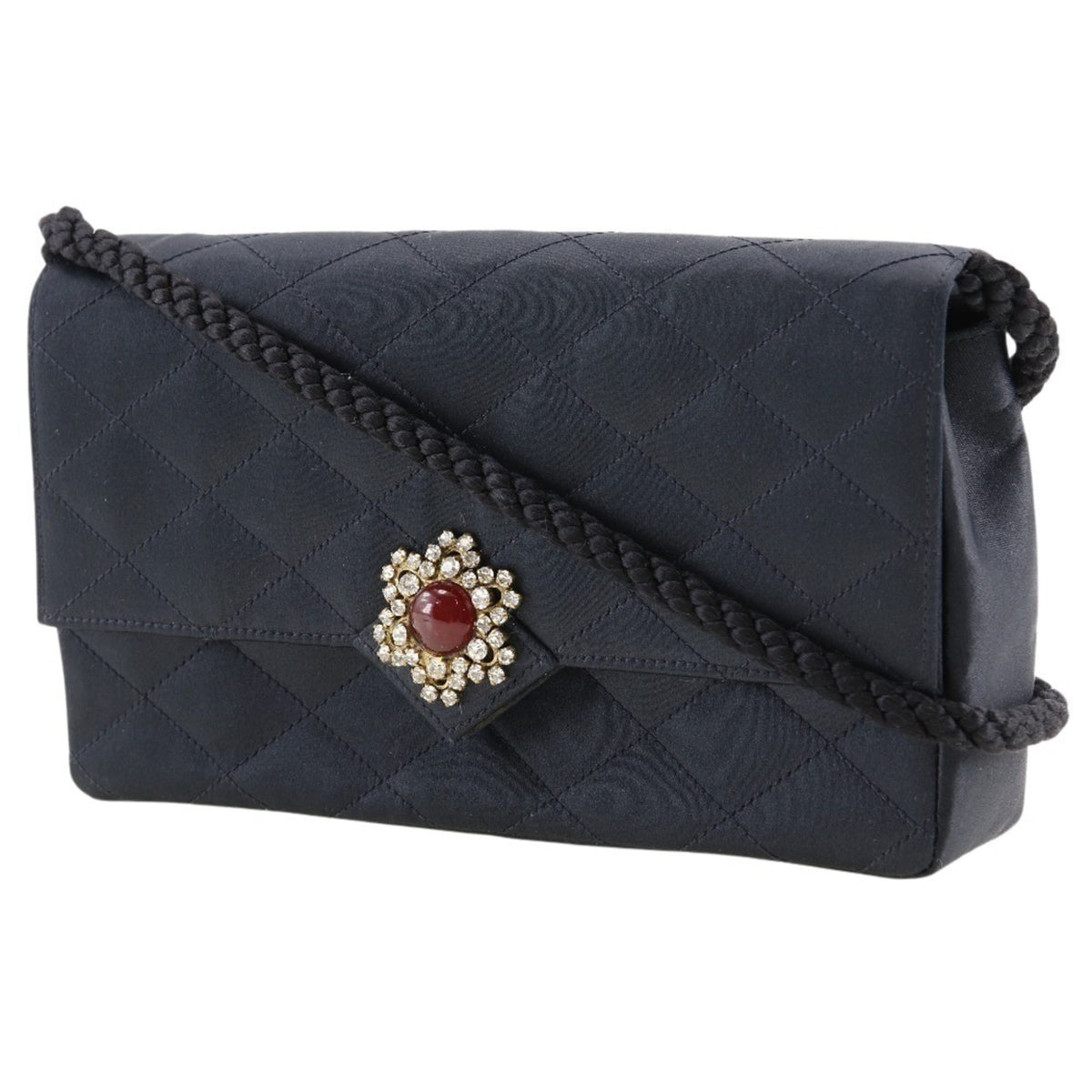 Chanel Black Satin Shoulder Bag (Pre-Owned)