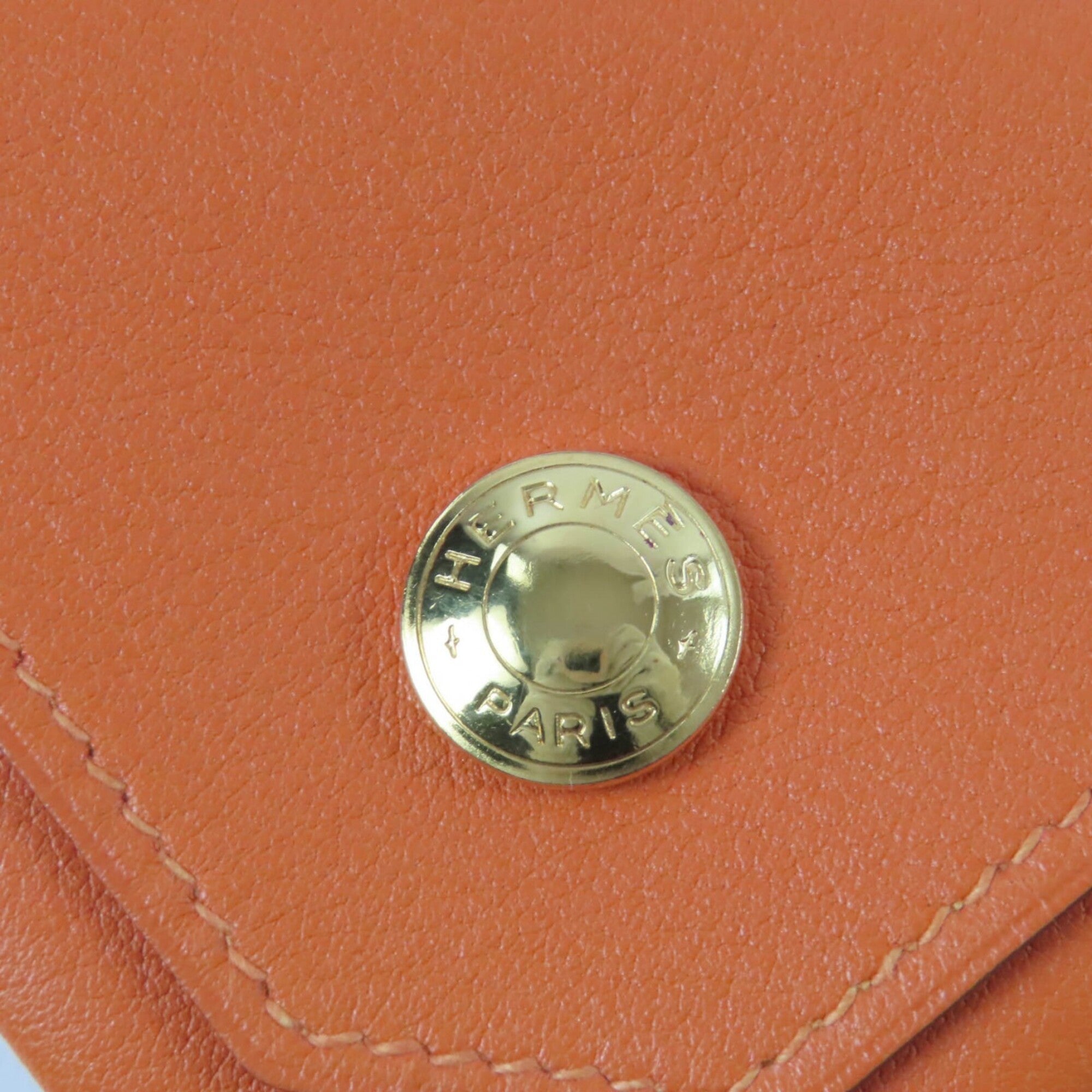 Hermes Orange Leather Coin Purse/Coin Case (Pre-Owned)