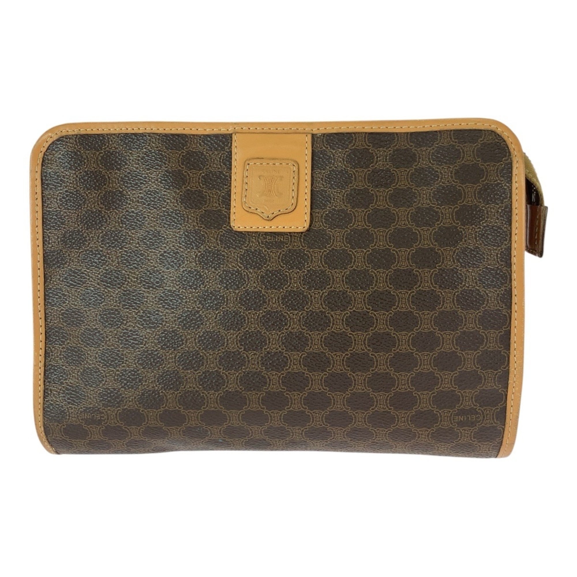 Celine Brown Pvc Leather Clutch Bag (Pre-Owned)