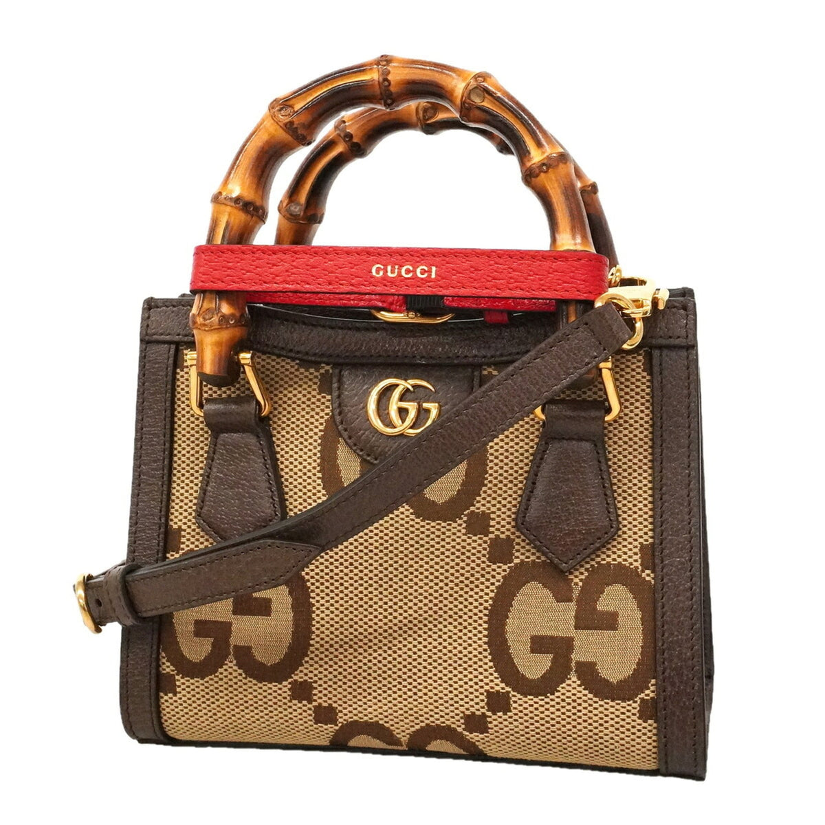 Gucci Brown Canvas Leather Handbag (Pre-Owned)