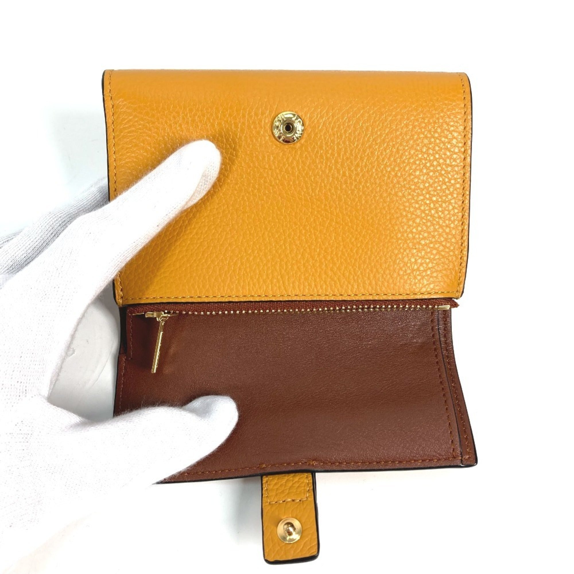 Loewe Brown Yellow Leather Wallet (Tri-Fold) (Pre-Owned)