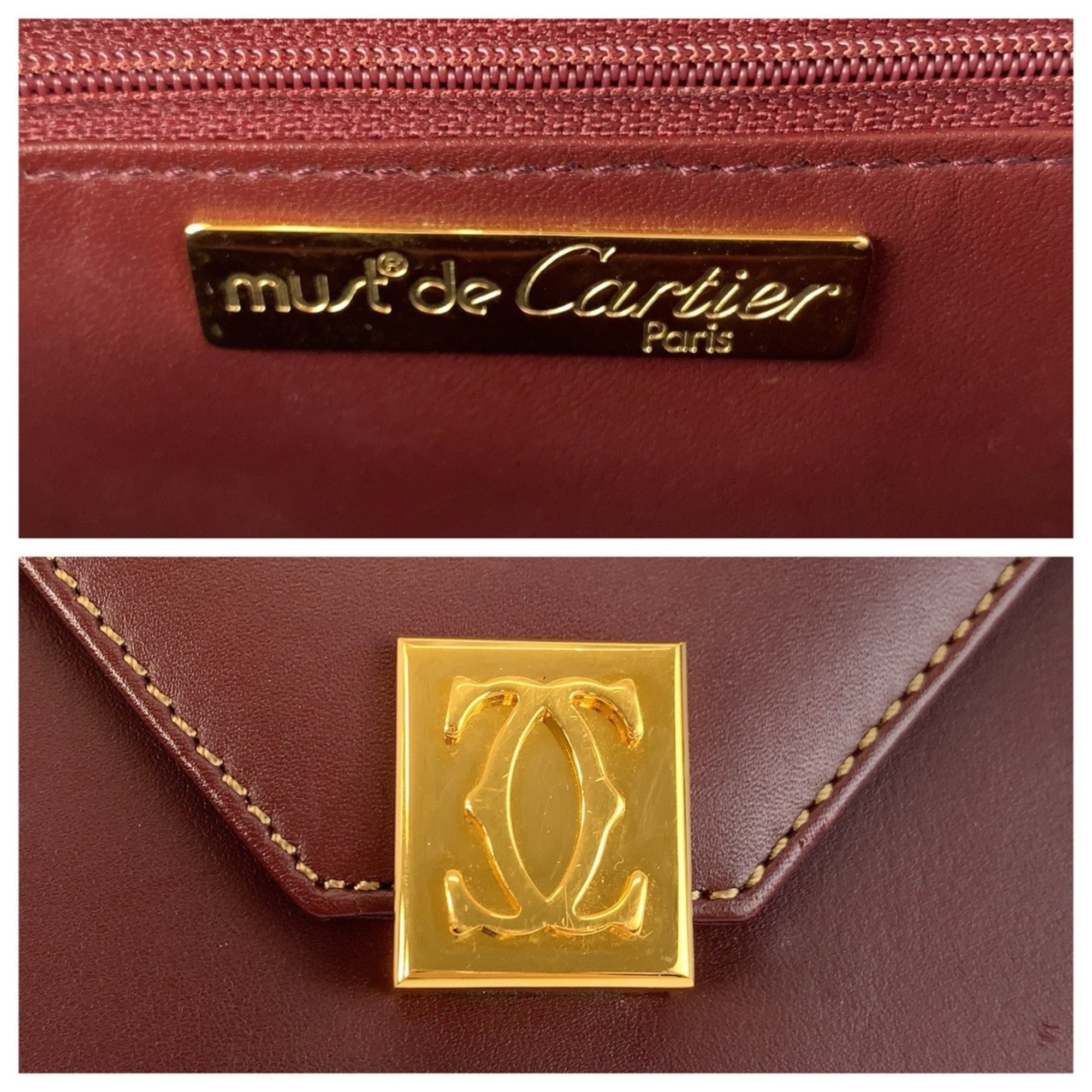 Cartier Bordeaux Leather Pochette Shoulder Bag (Pre-Owned)