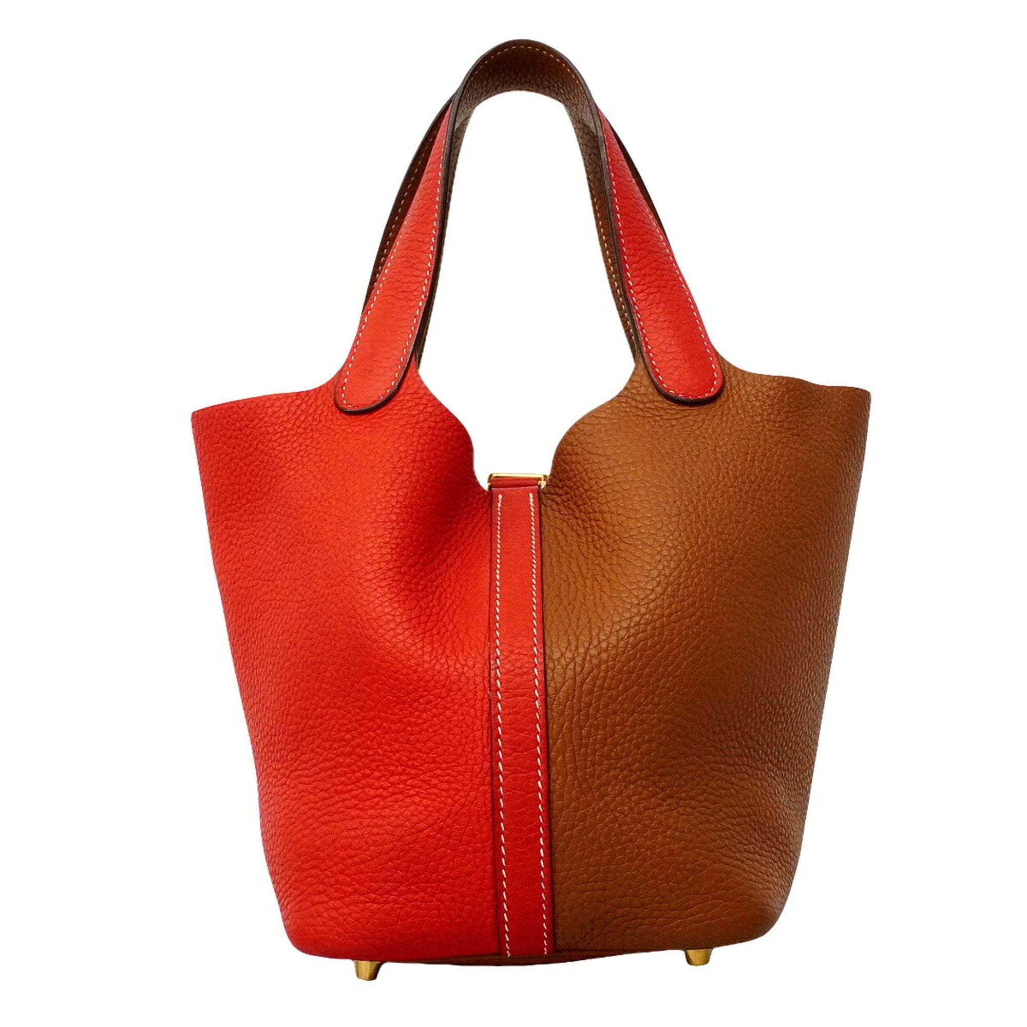 Hermes Gold Taurillon Clemence Leather Handbag (Pre-Owned)