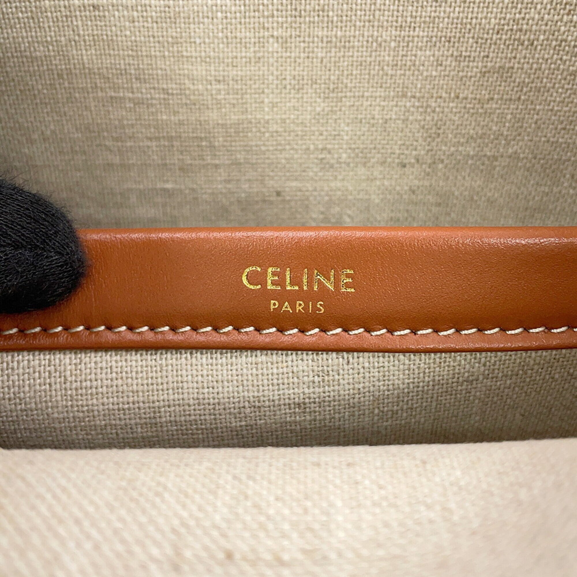 Celine Canvas Leather Handbag Tote Bag (Pre-Owned)