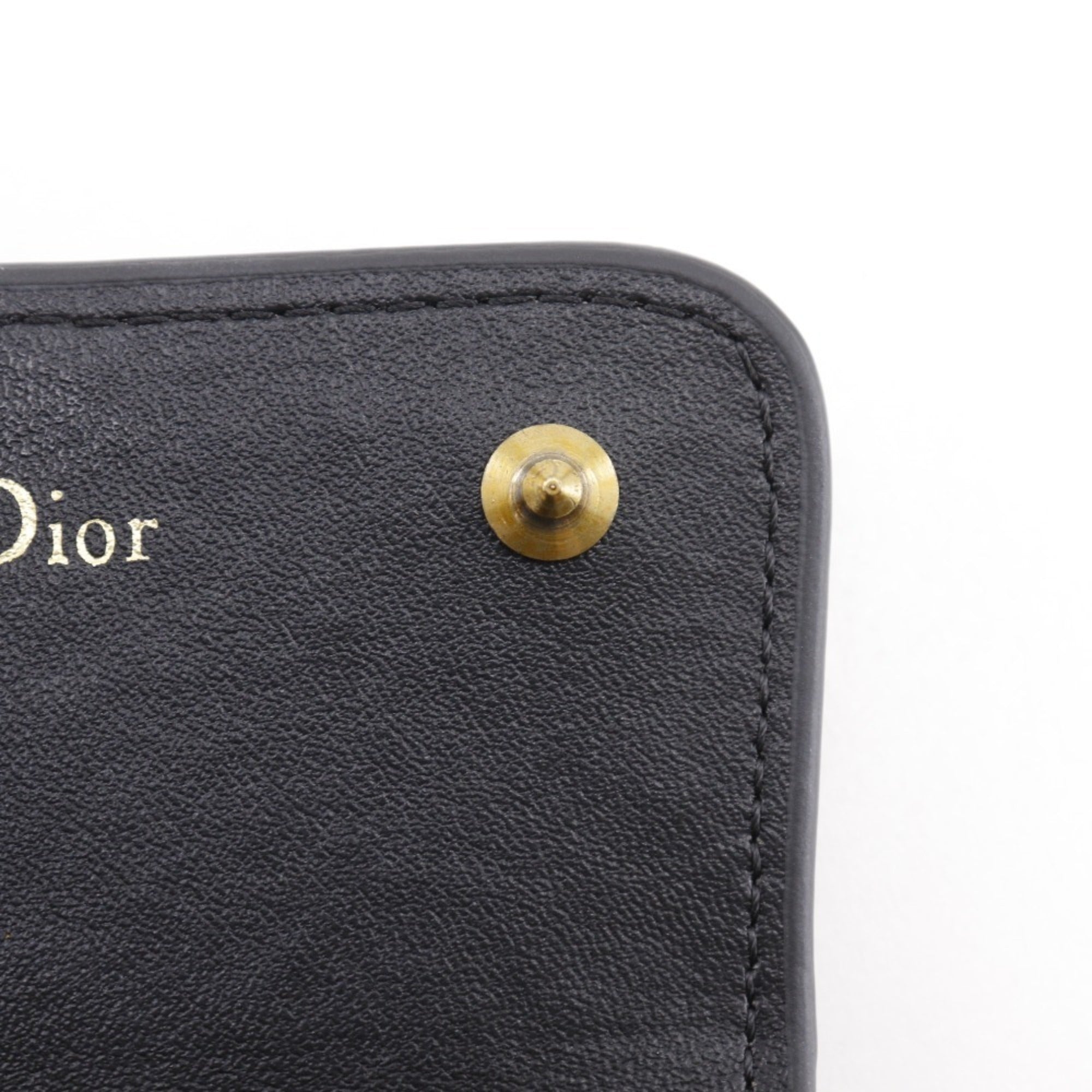 Christian Dior Black Leather Wallet (Tri-Fold) (Pre-Owned)