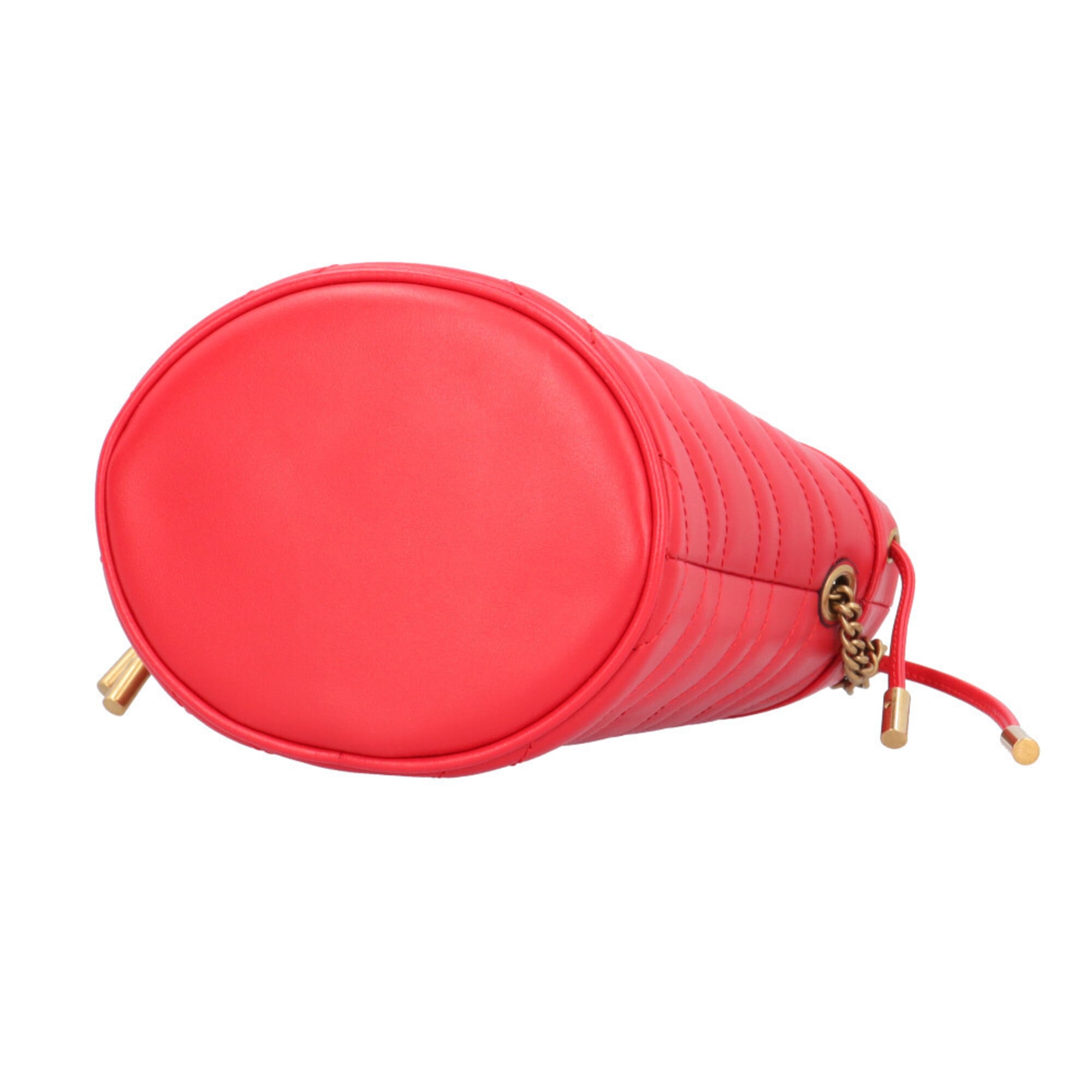 Gucci Gg Marmont Red Color Leather Shoulder Bag (Pre-Owned)